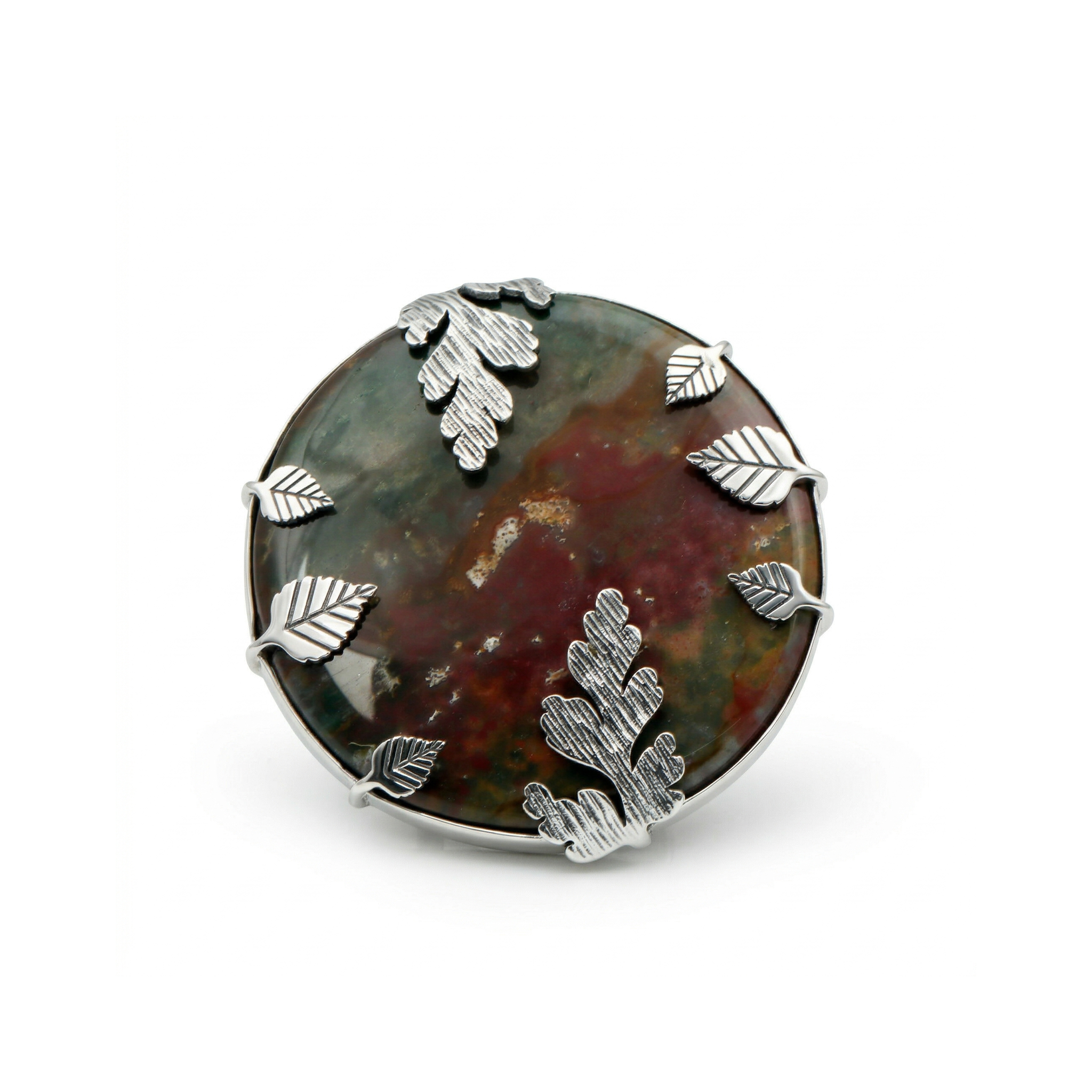 Leaf Design Bloodstone Statement Ring – 925 Sterling Silver