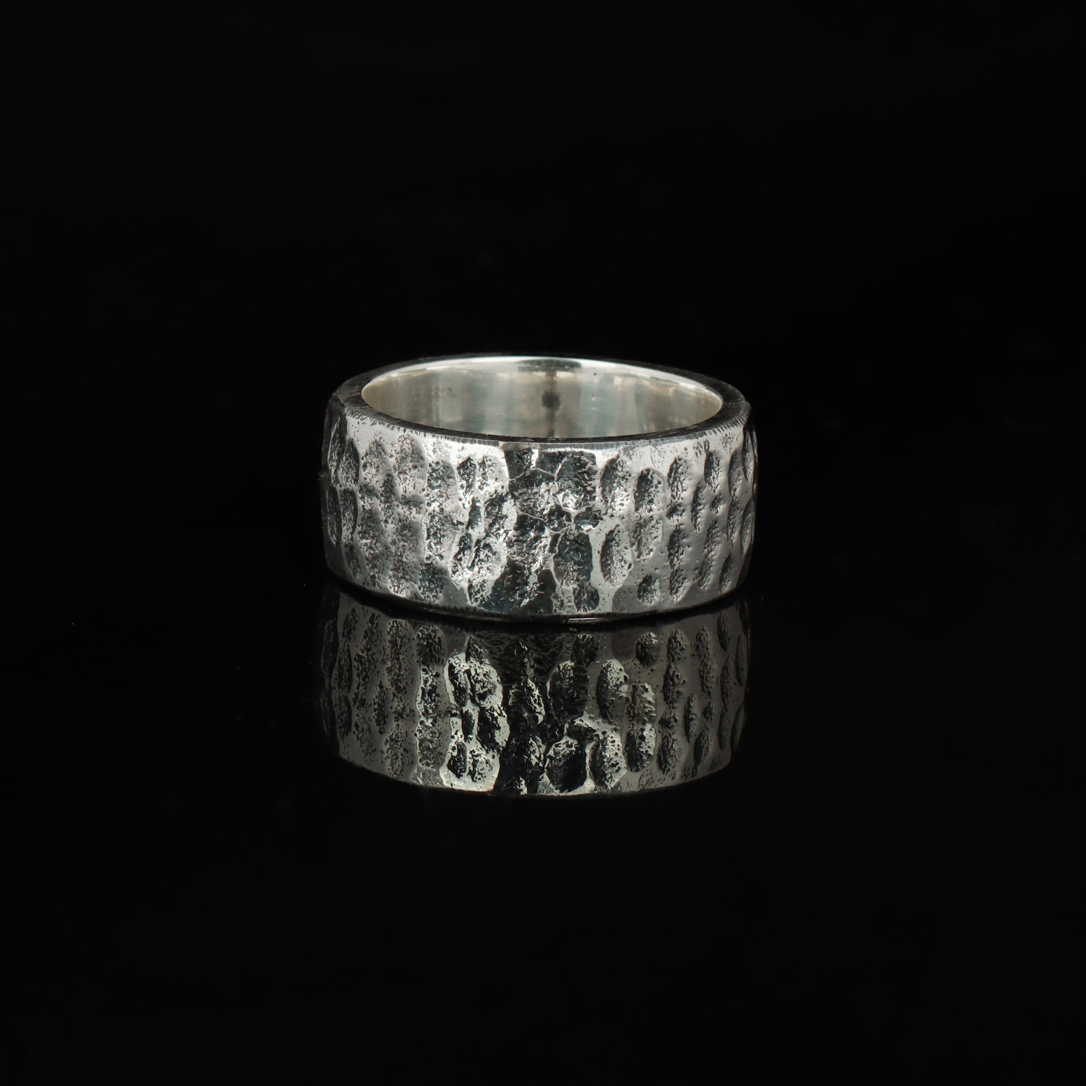 Handcrafted 925 Sterling Silver Textured Band Ring | Luxury Statement Ring for Men | Oxodize Finish