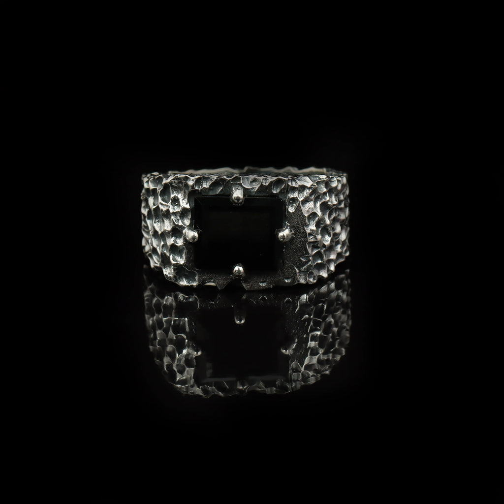 Noir Forge Black Onyx Ring – 925 Sterling Silver