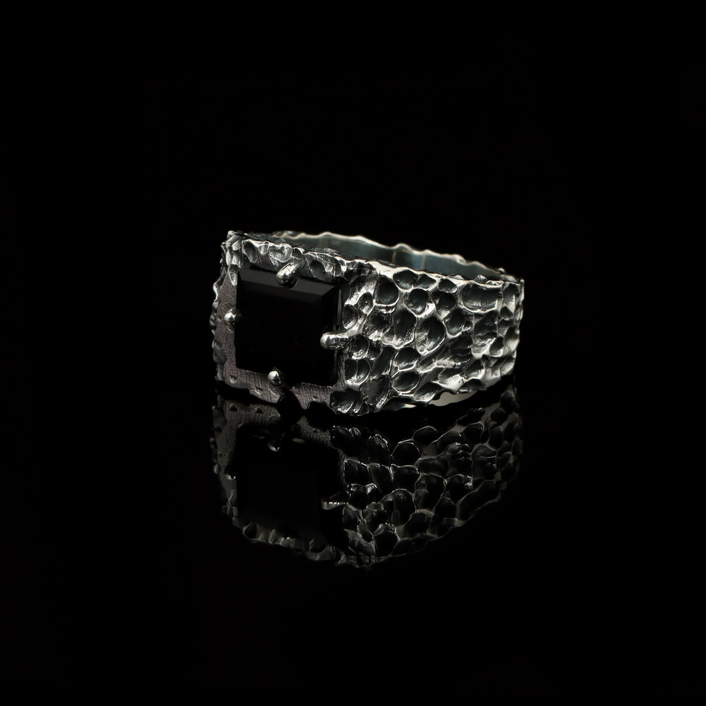 Noir Forge Black Onyx Ring – 925 Sterling Silver