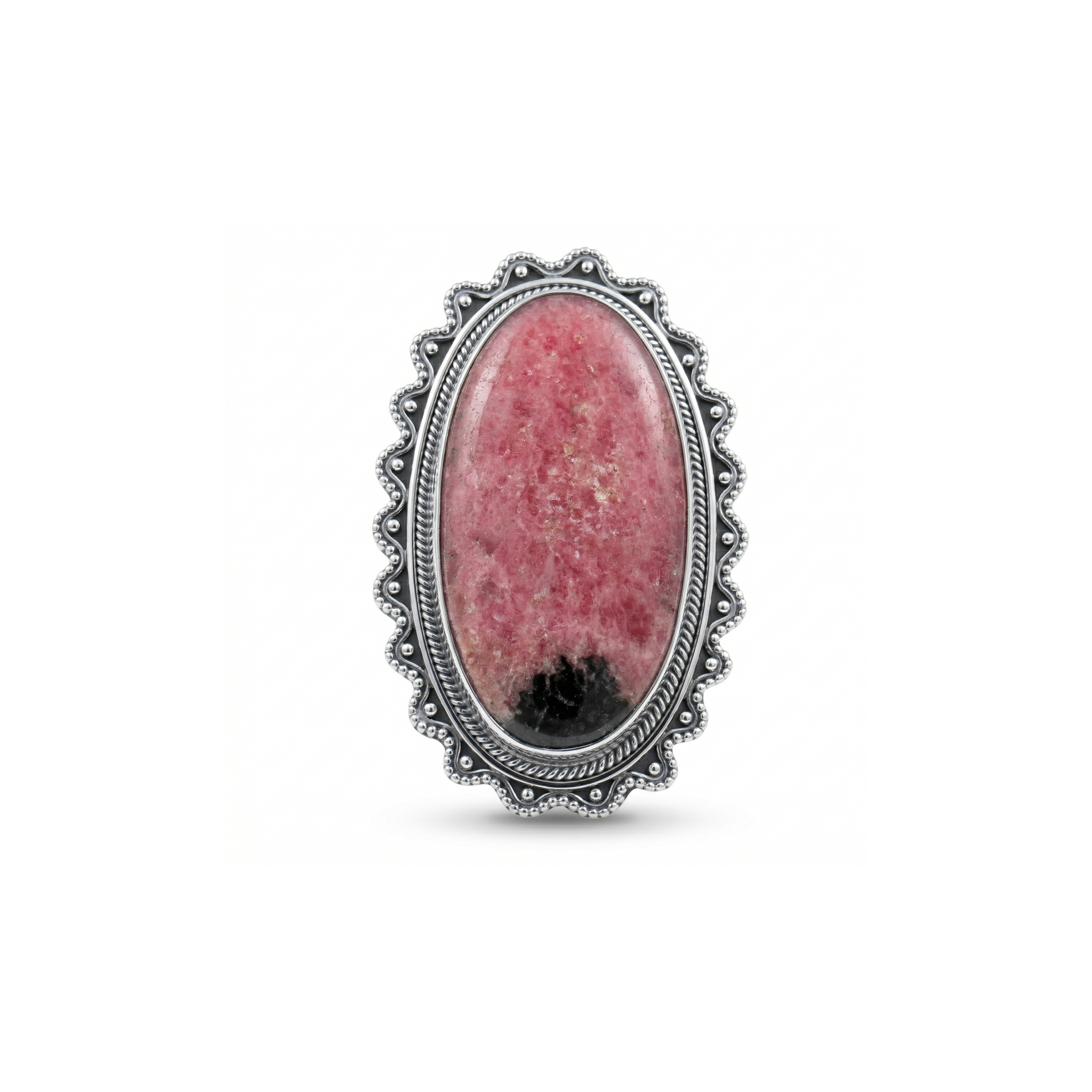 Vintage Design Rhodonite Statement Ring – 925 Sterling Silver