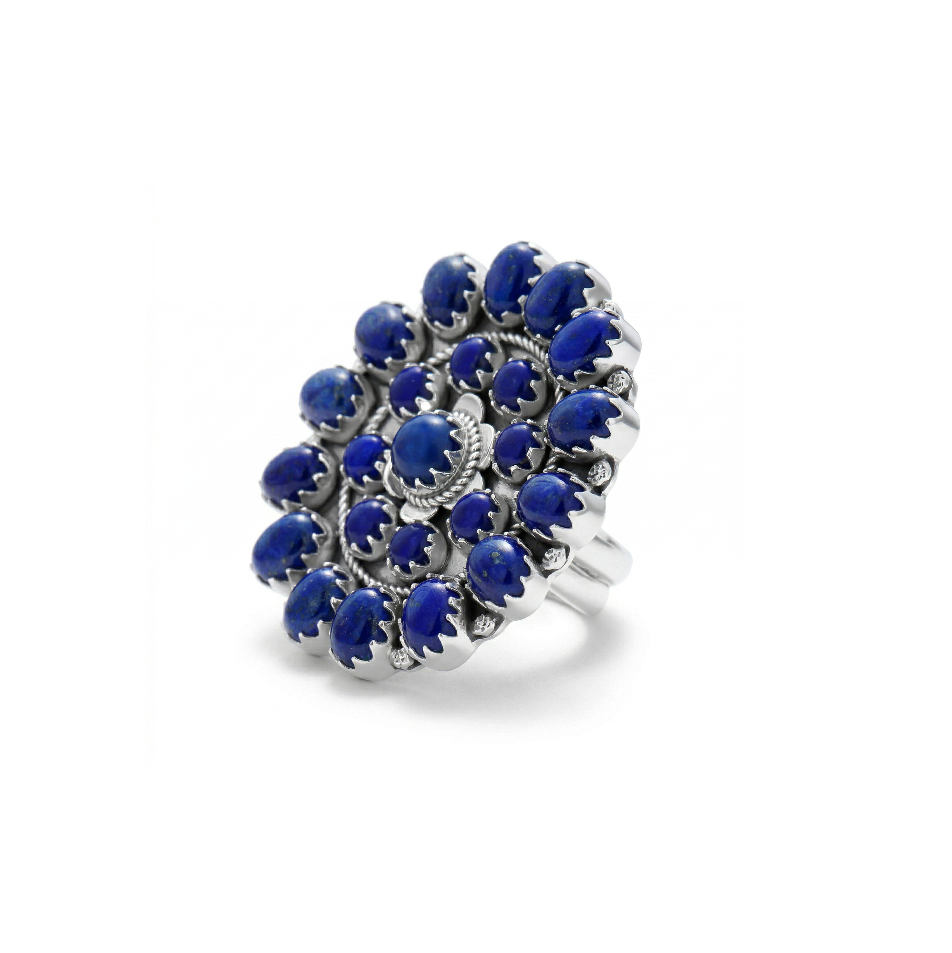 Floral Design Lapis Lazuli Statement Ring – 925 Sterling Silver