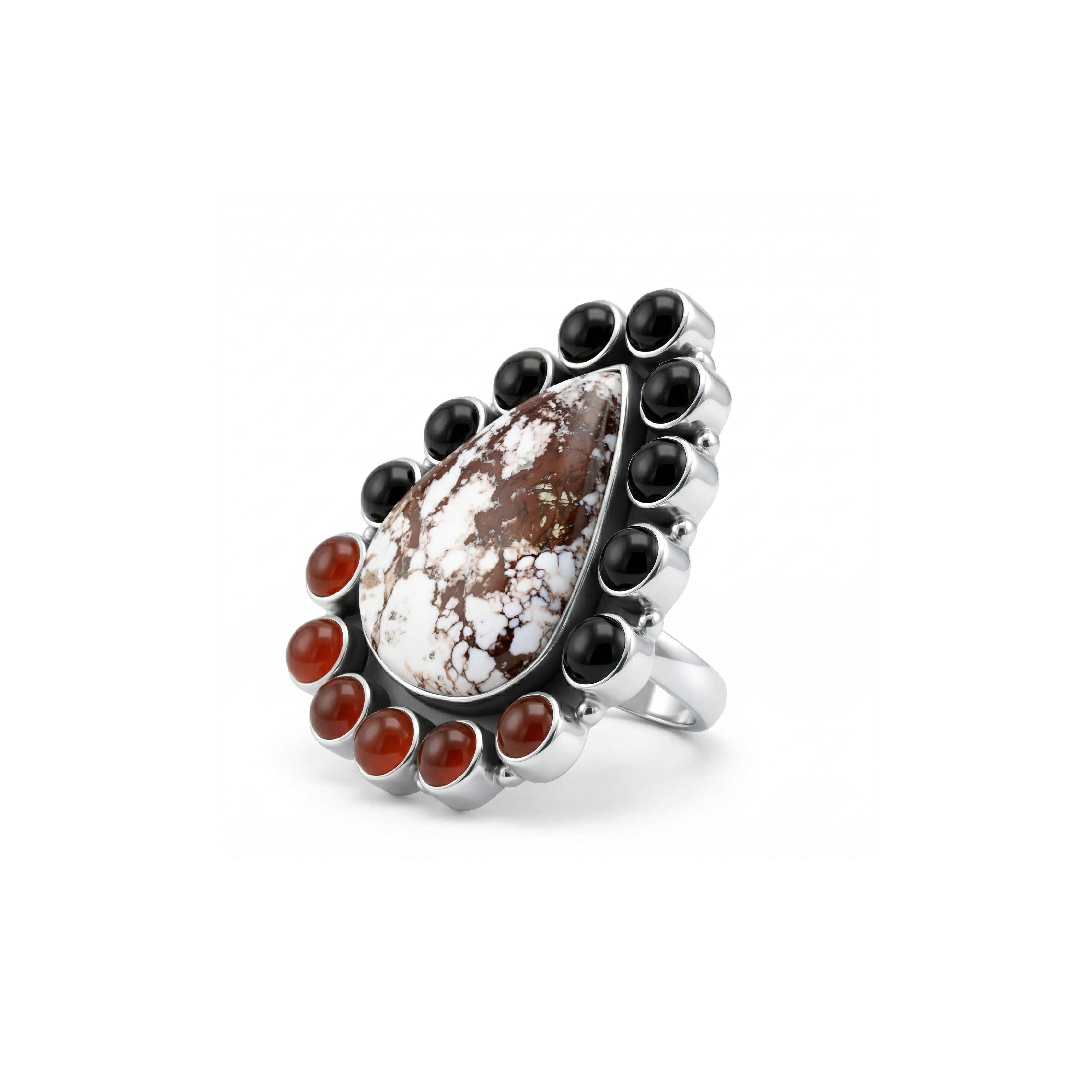 Desert Crown White Buffalo Stone Statement Ring – 925 Sterling Silver