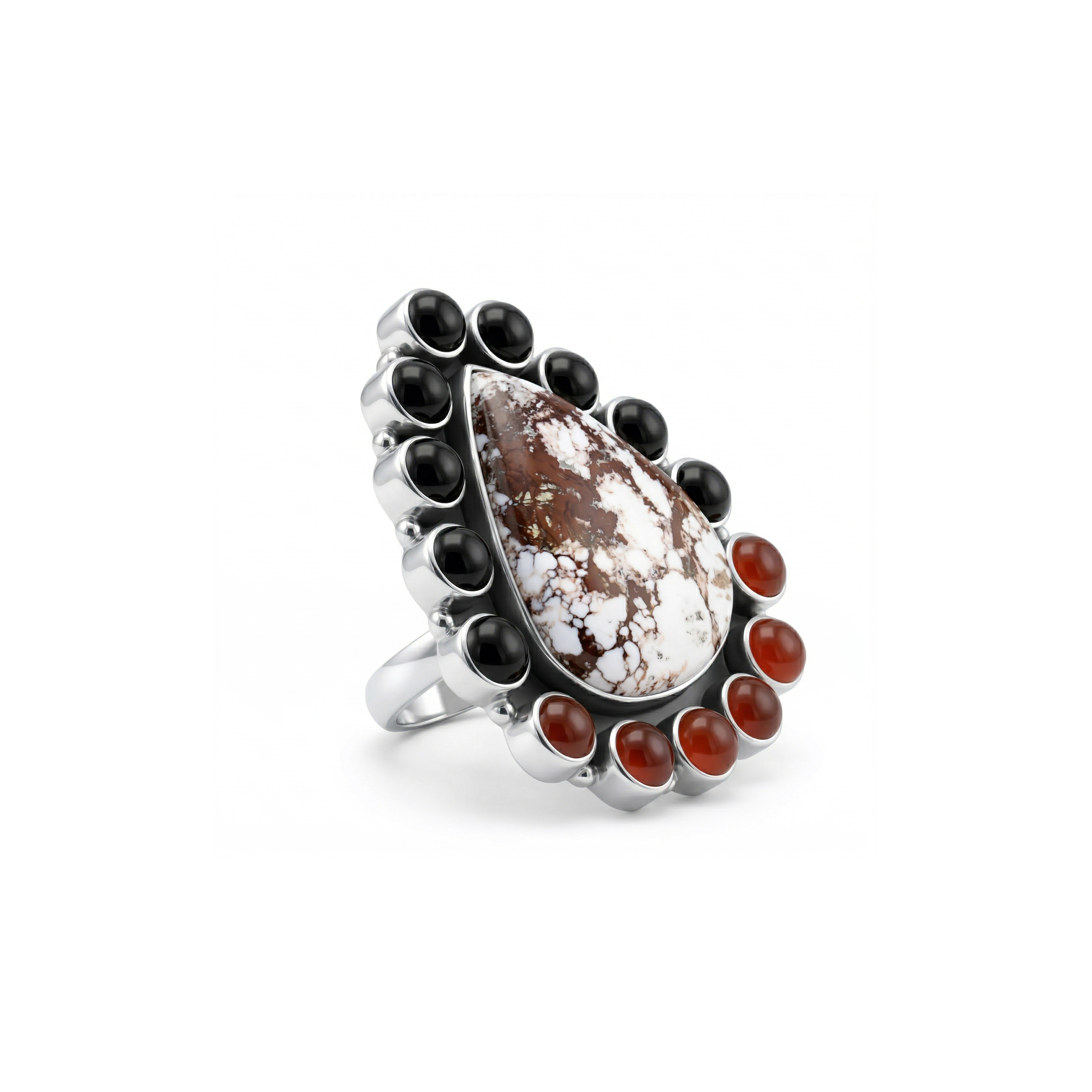 Desert Crown White Buffalo Stone Statement Ring – 925 Sterling Silver