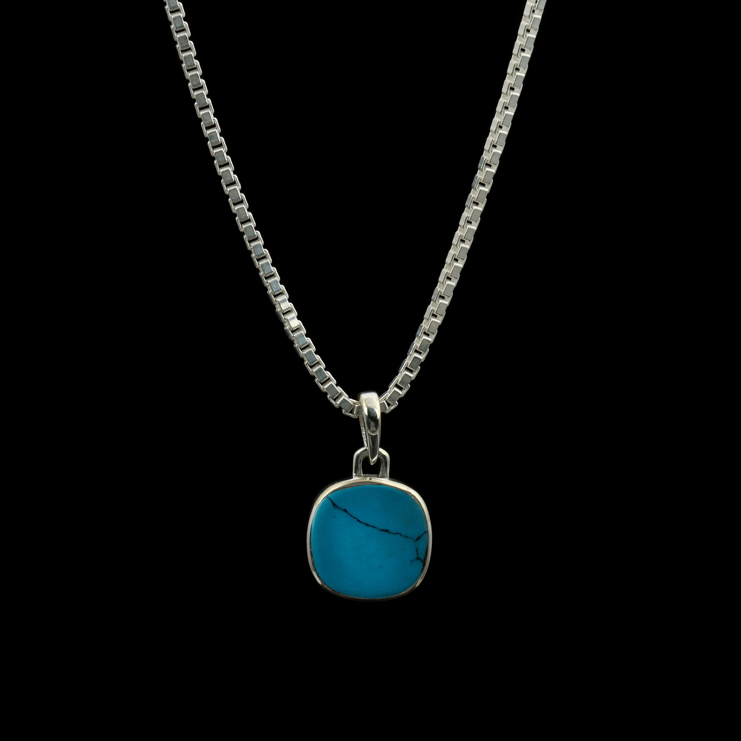 Turquoise Cushion Pendant – 925 Sterling Silver