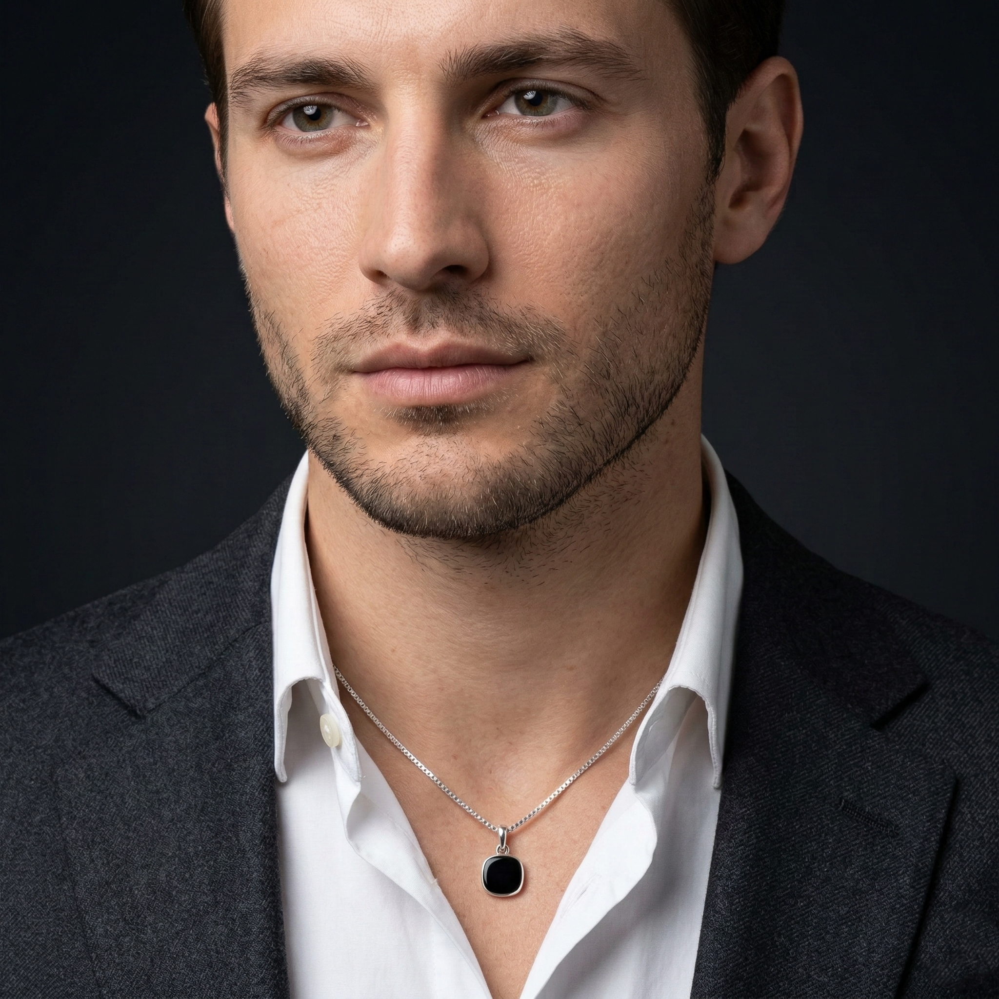 Black Onyx Cushion Pendant – 925 Sterling Silver