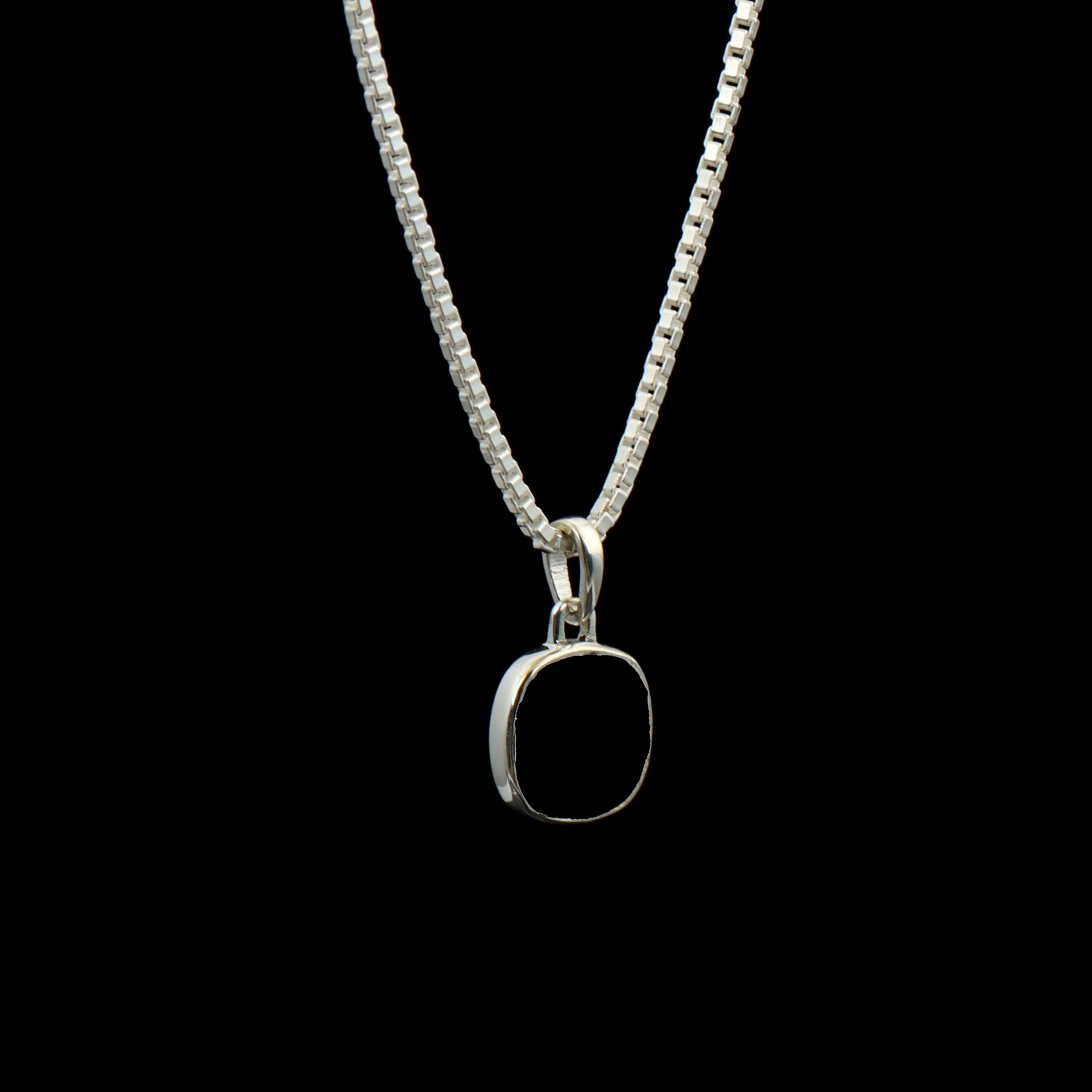 Black Onyx Cushion Pendant – 925 Sterling Silver