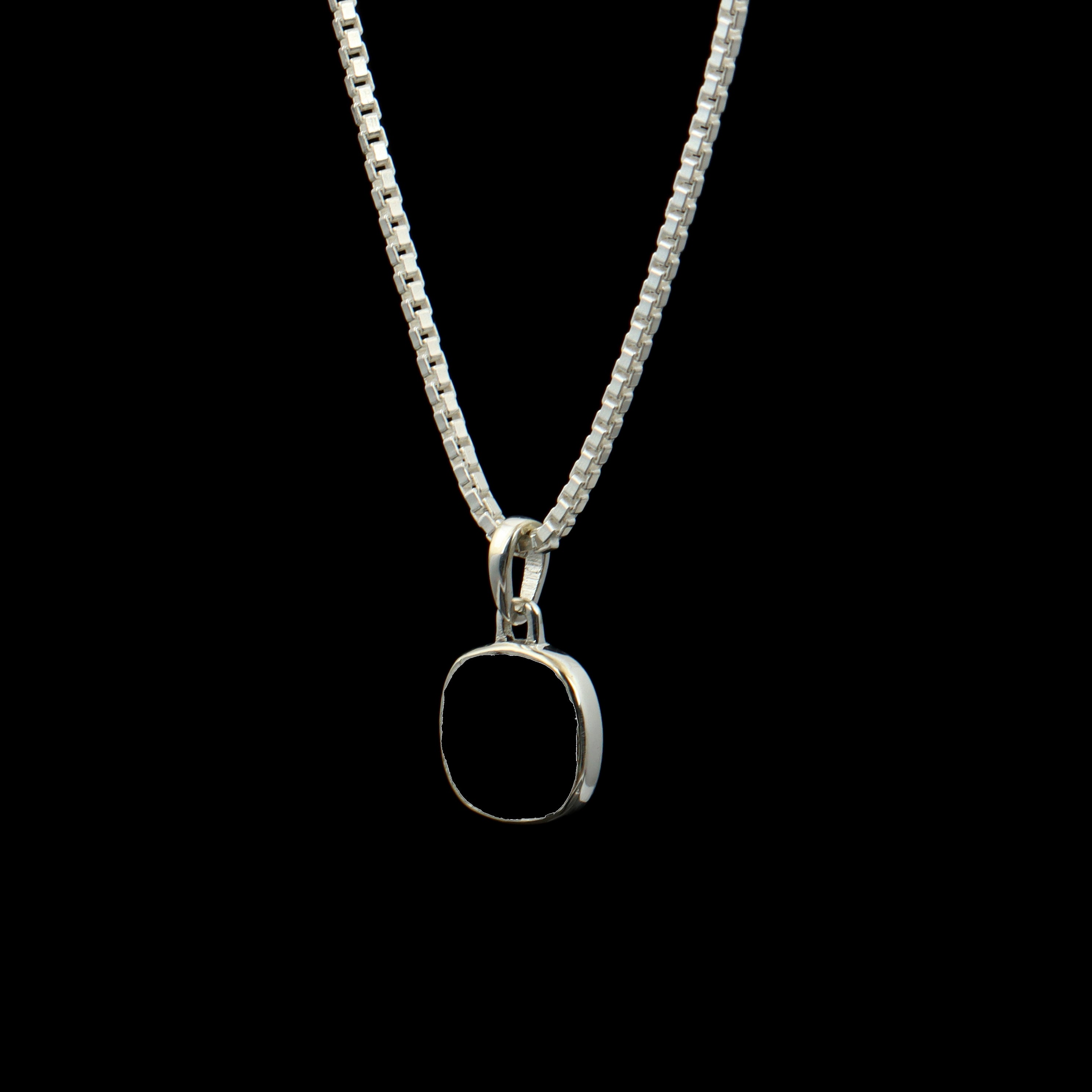 Black Onyx Cushion Pendant – 925 Sterling Silver
