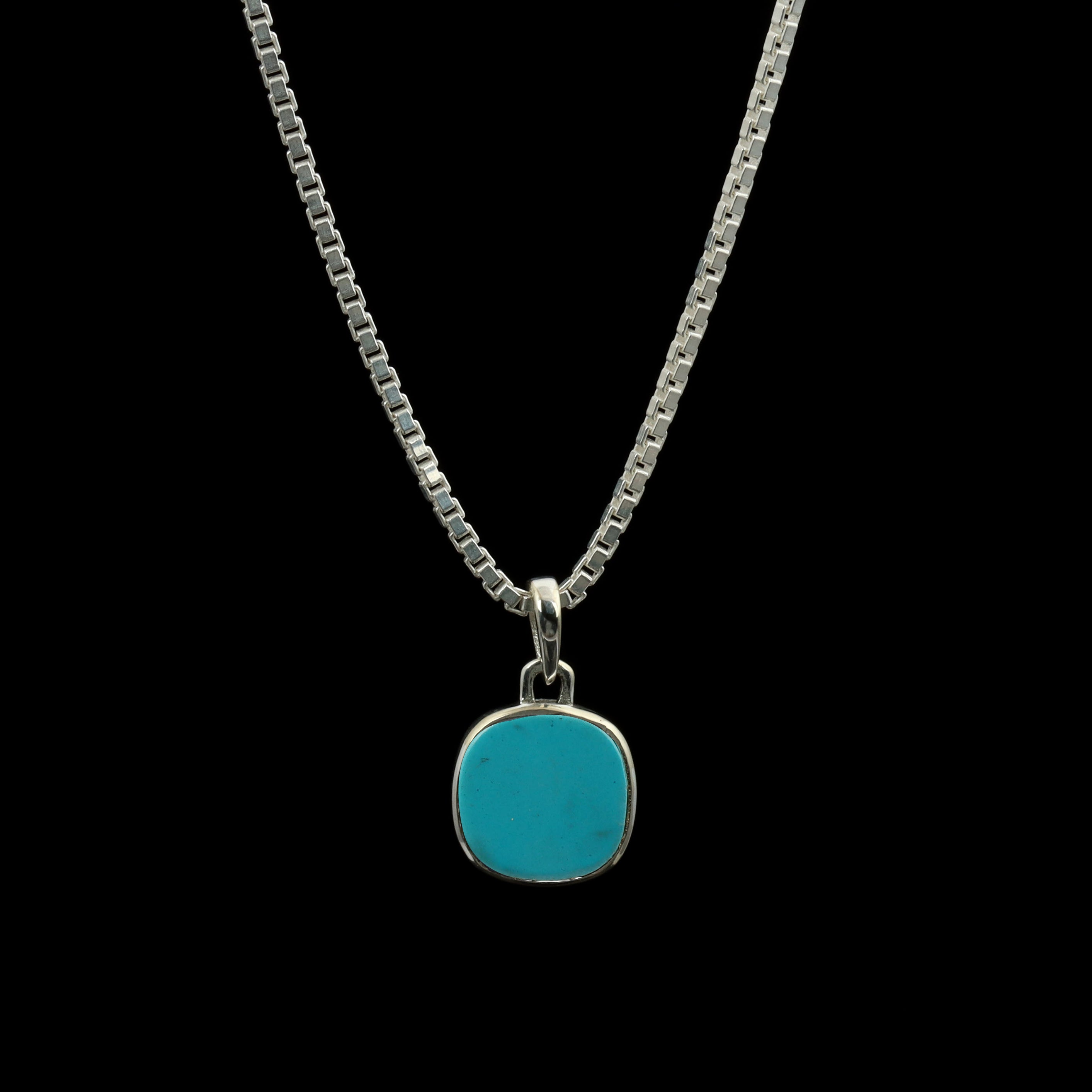 Turquoise Cushion Pendant – 925 Sterling Silver