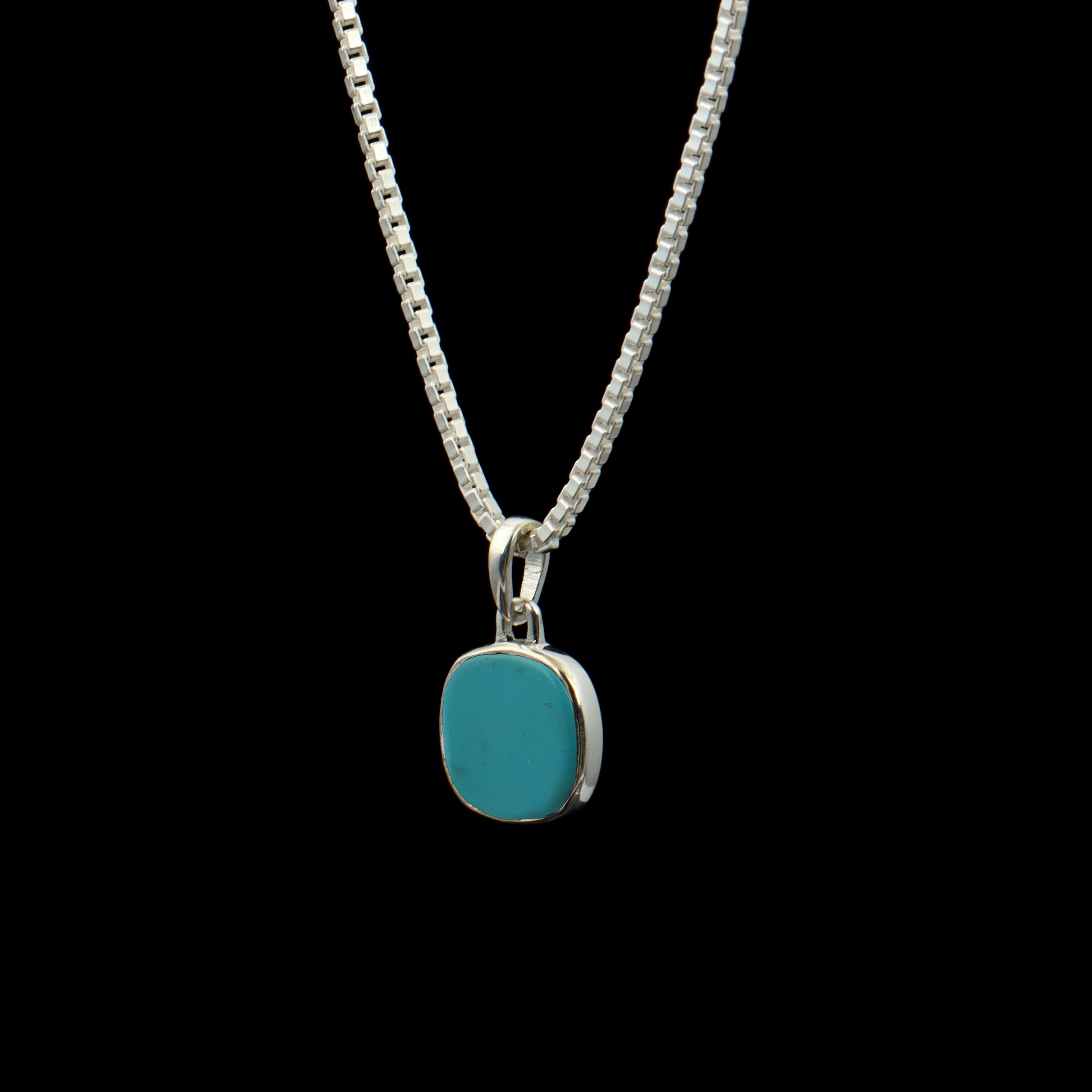 Turquoise Cushion Pendant – 925 Sterling Silver