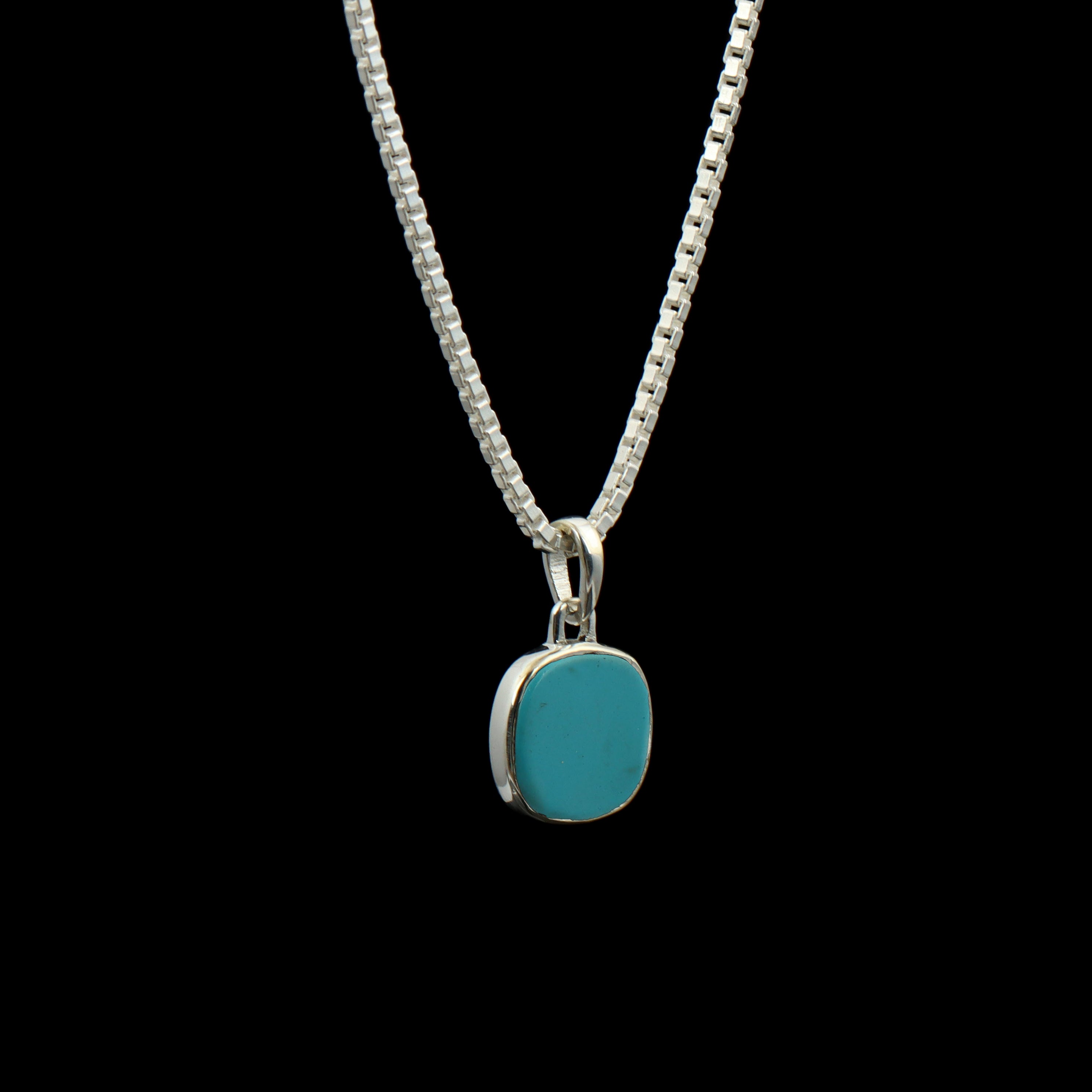 Turquoise Cushion Pendant – 925 Sterling Silver