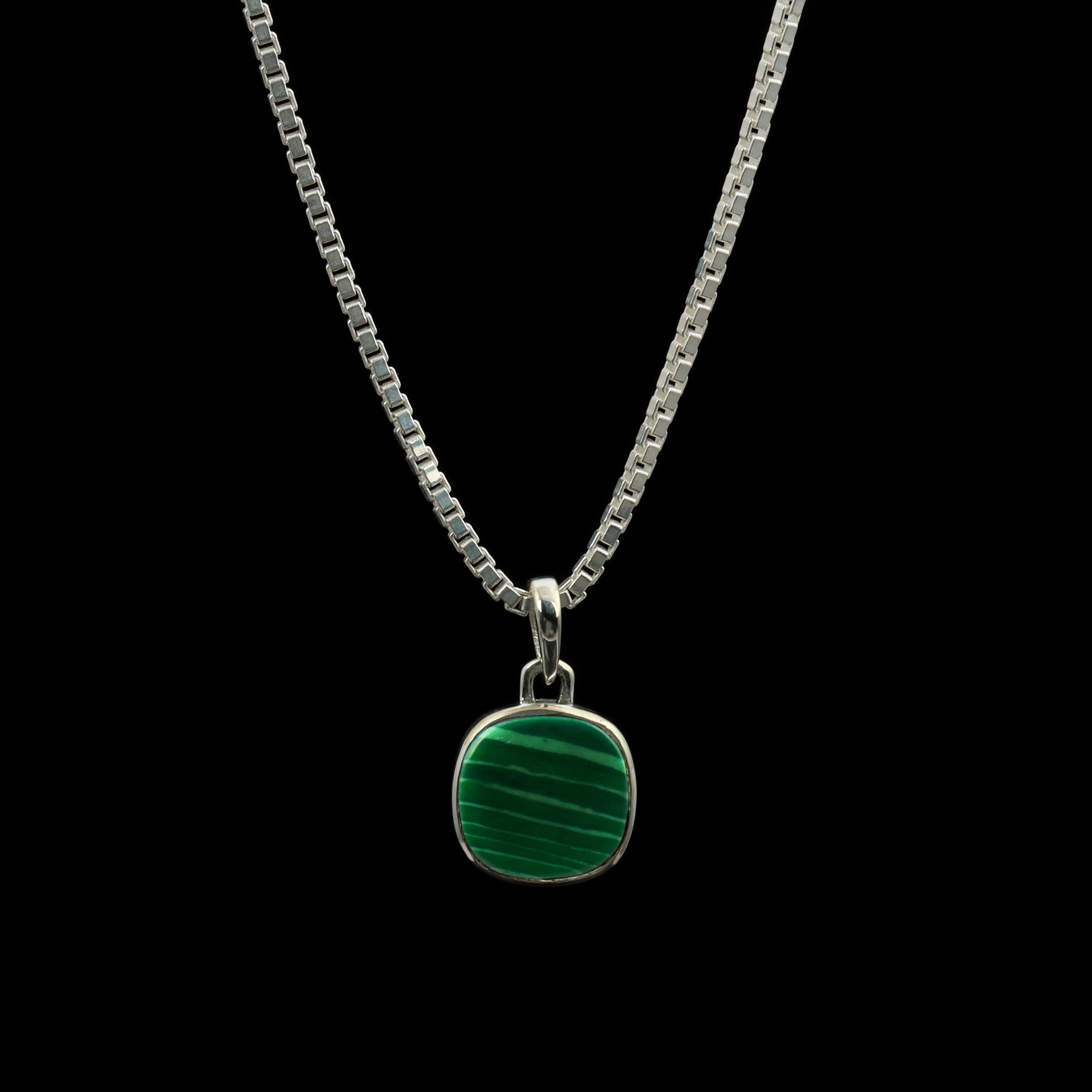 Malachite Cushion Pendant – 925 Sterling Silver