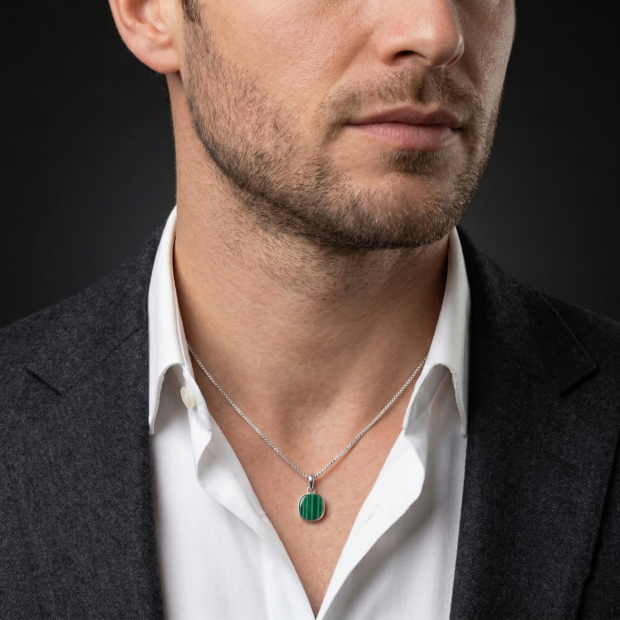 Malachite Cushion Pendant – 925 Sterling Silver