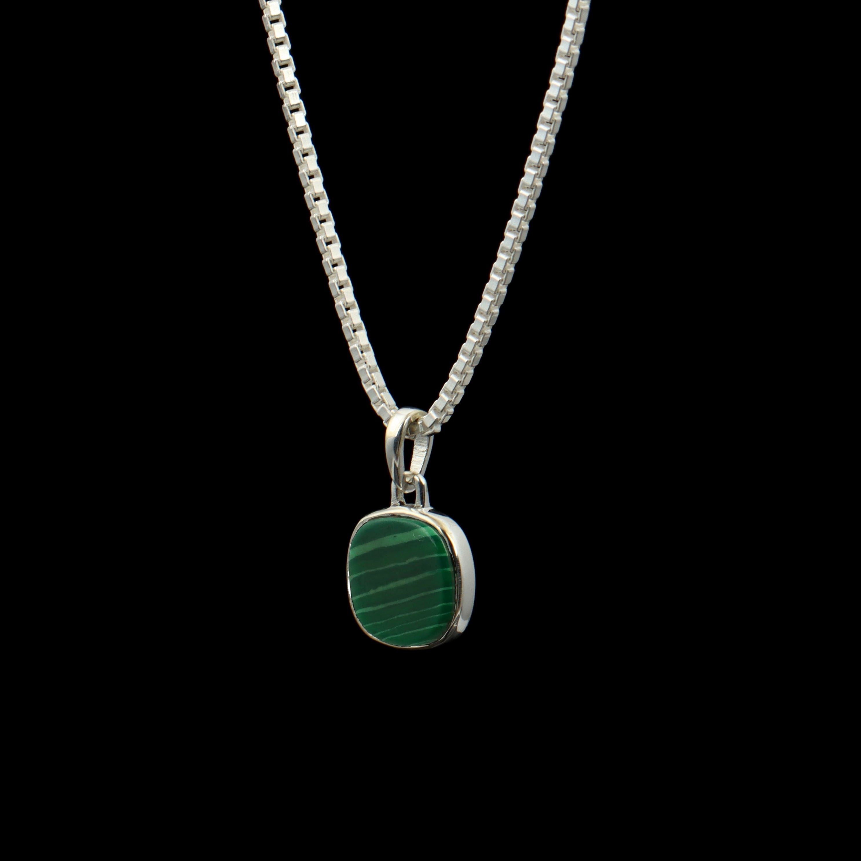 Malachite Cushion Pendant – 925 Sterling Silver