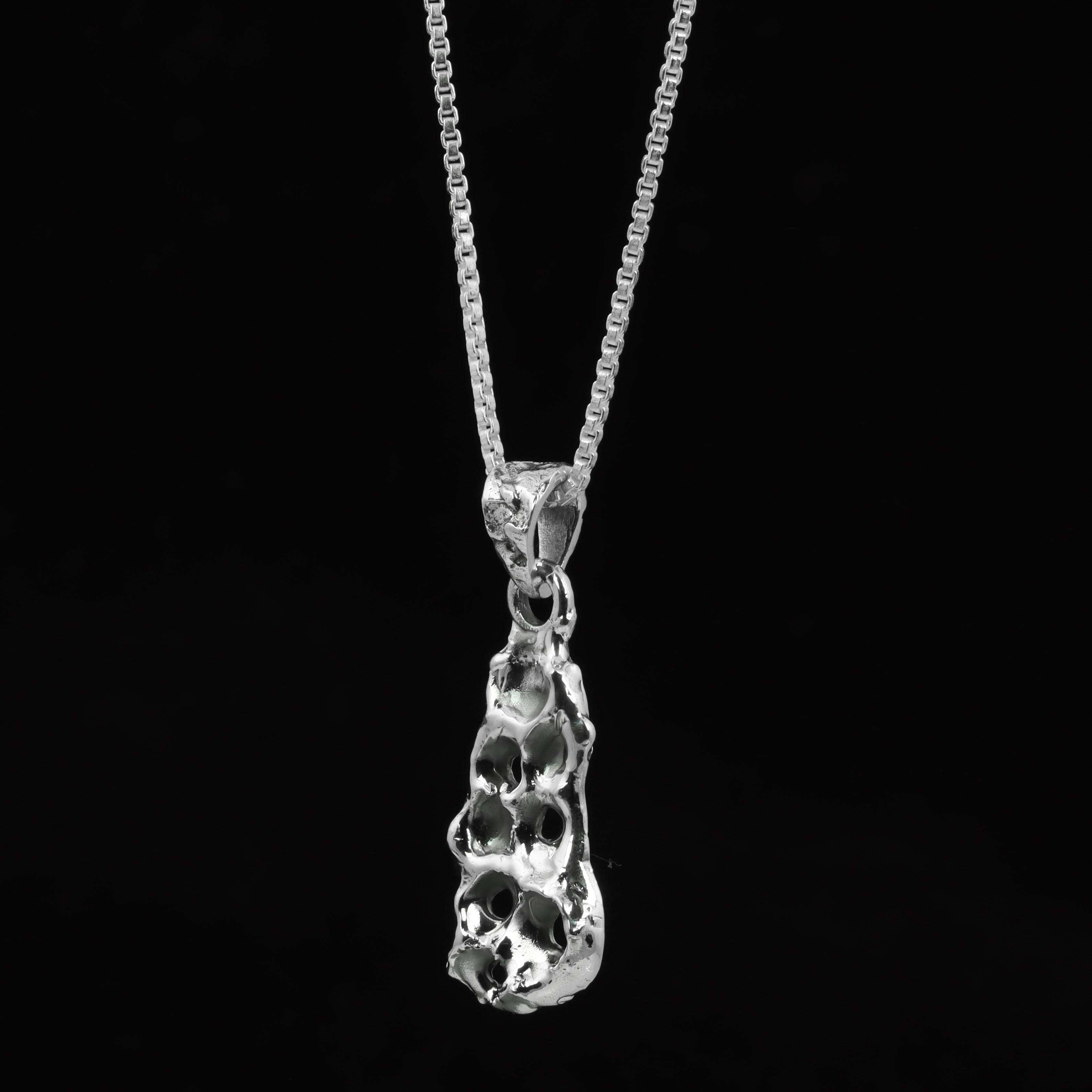 Abstract Melt Bar Statement Pendant – 925 Sterling Silver
