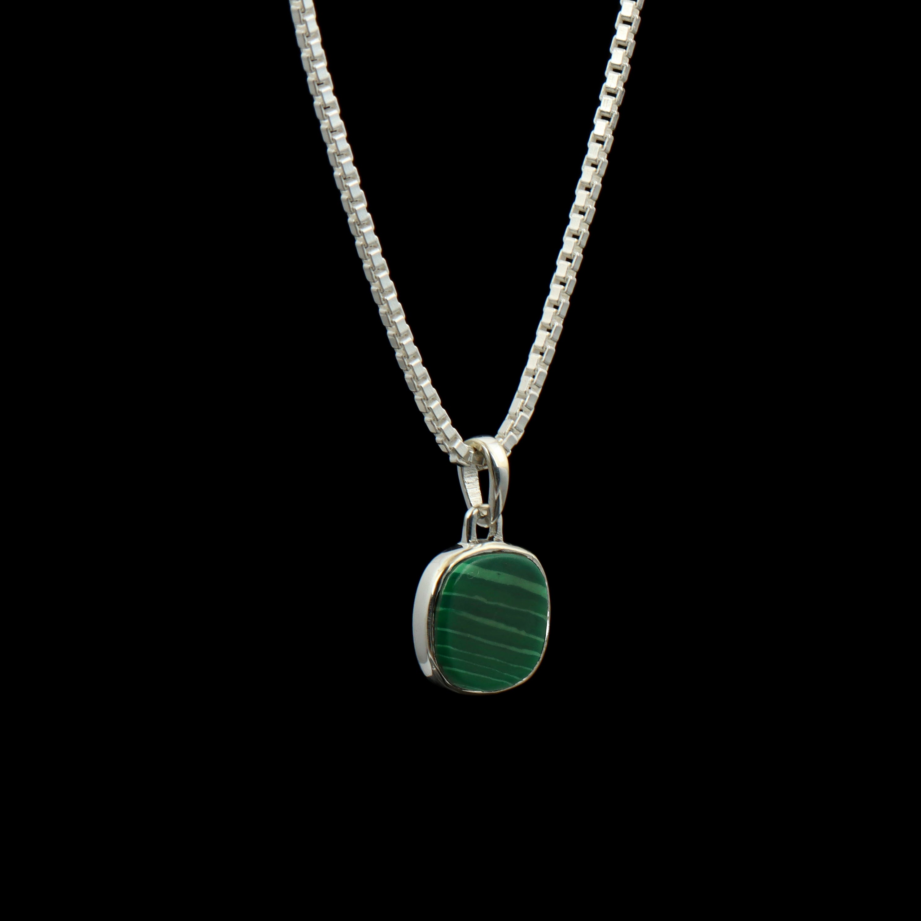 Malachite Cushion Pendant – 925 Sterling Silver