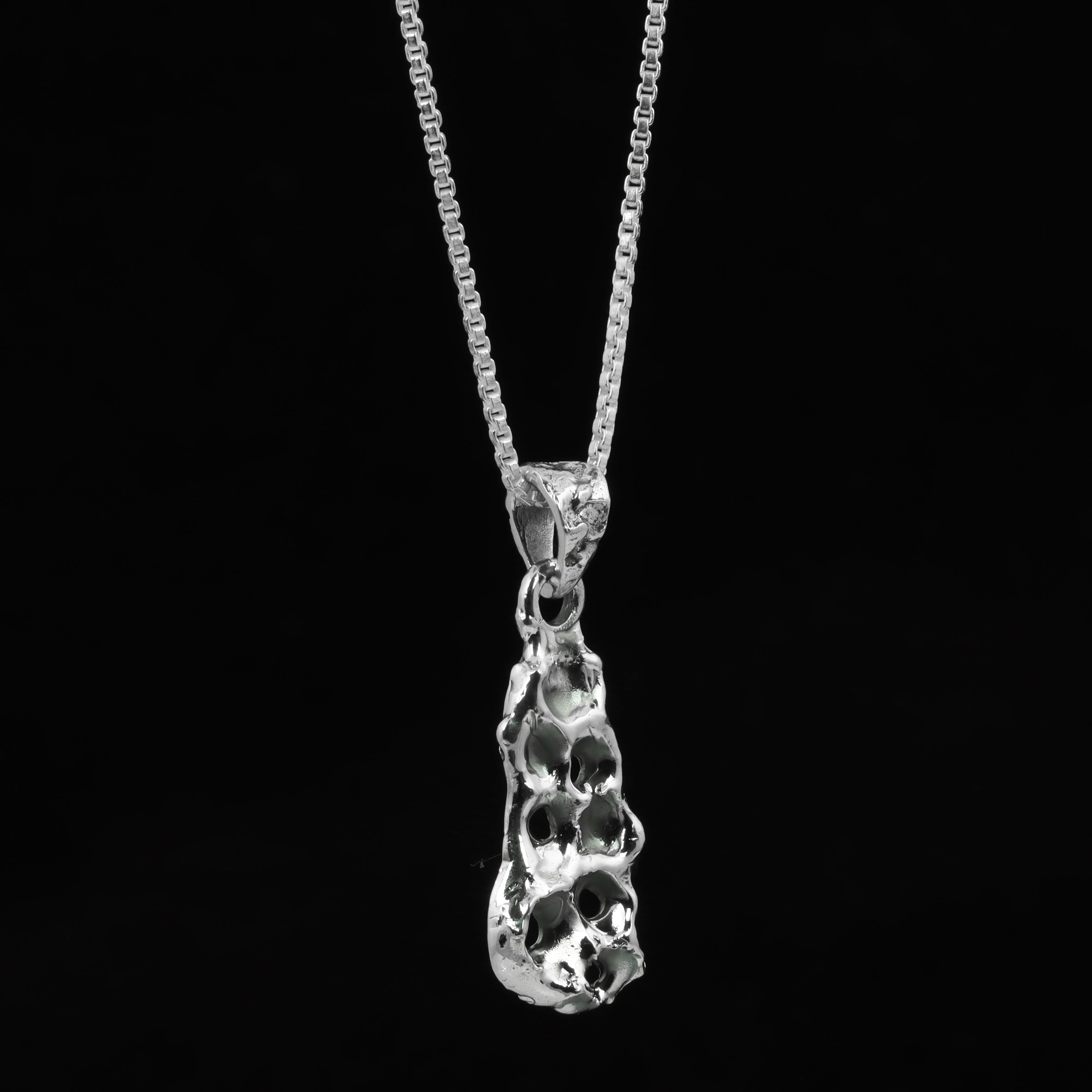 Abstract Melt Bar Statement Pendant – 925 Sterling Silver
