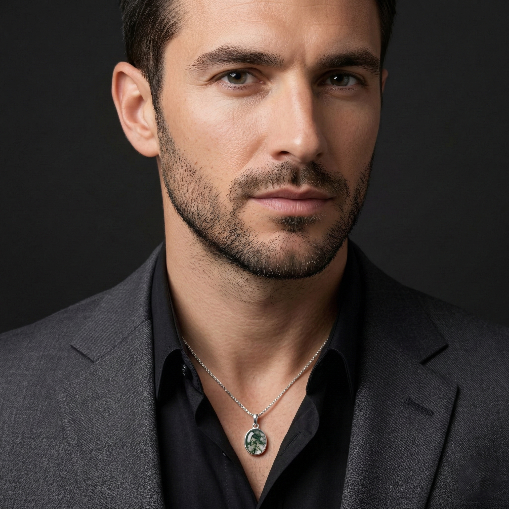 Moss Agate Cushion Pendant – 925 Sterling Silver