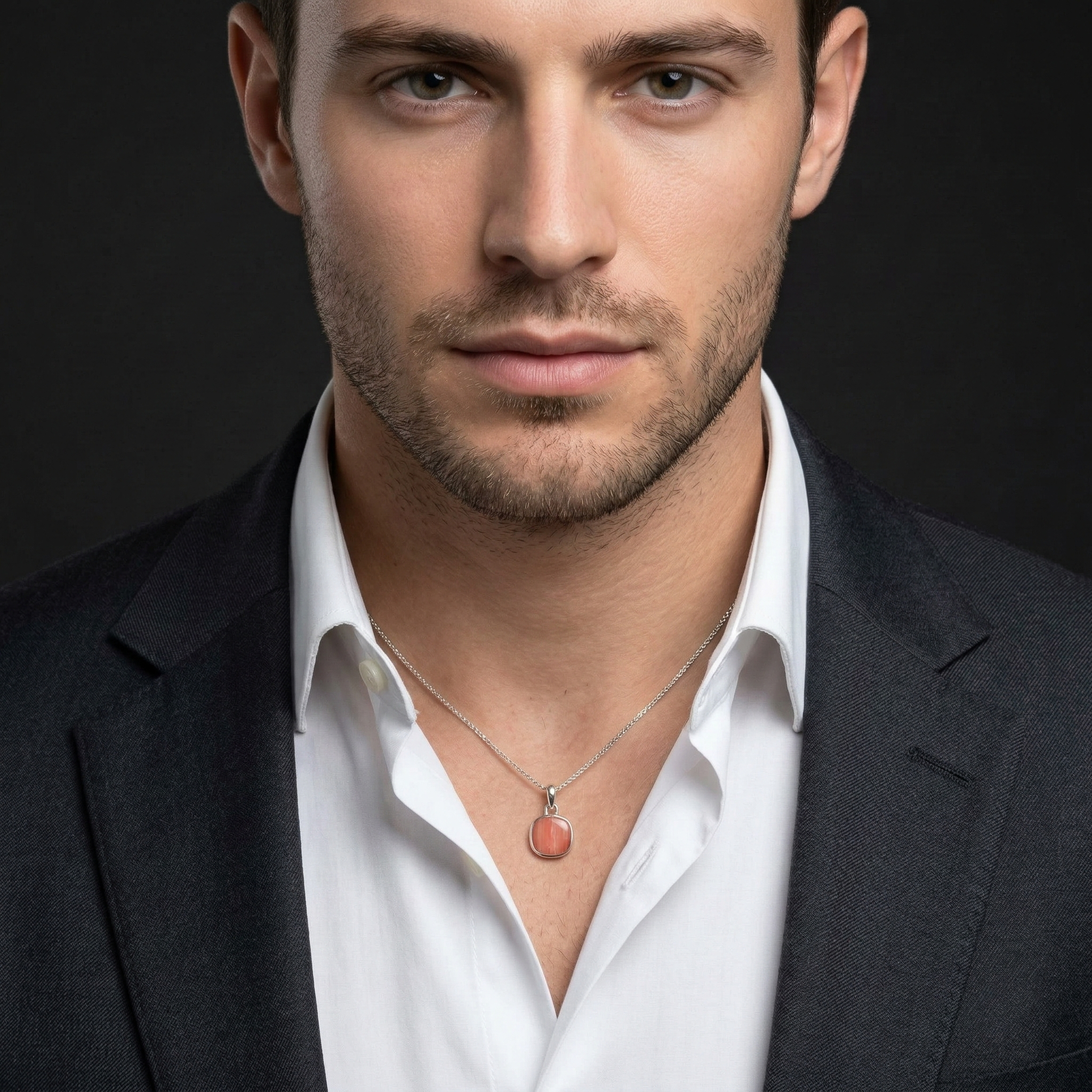 Rhodochrosite Cushion Pendant – 925 Sterling Silver