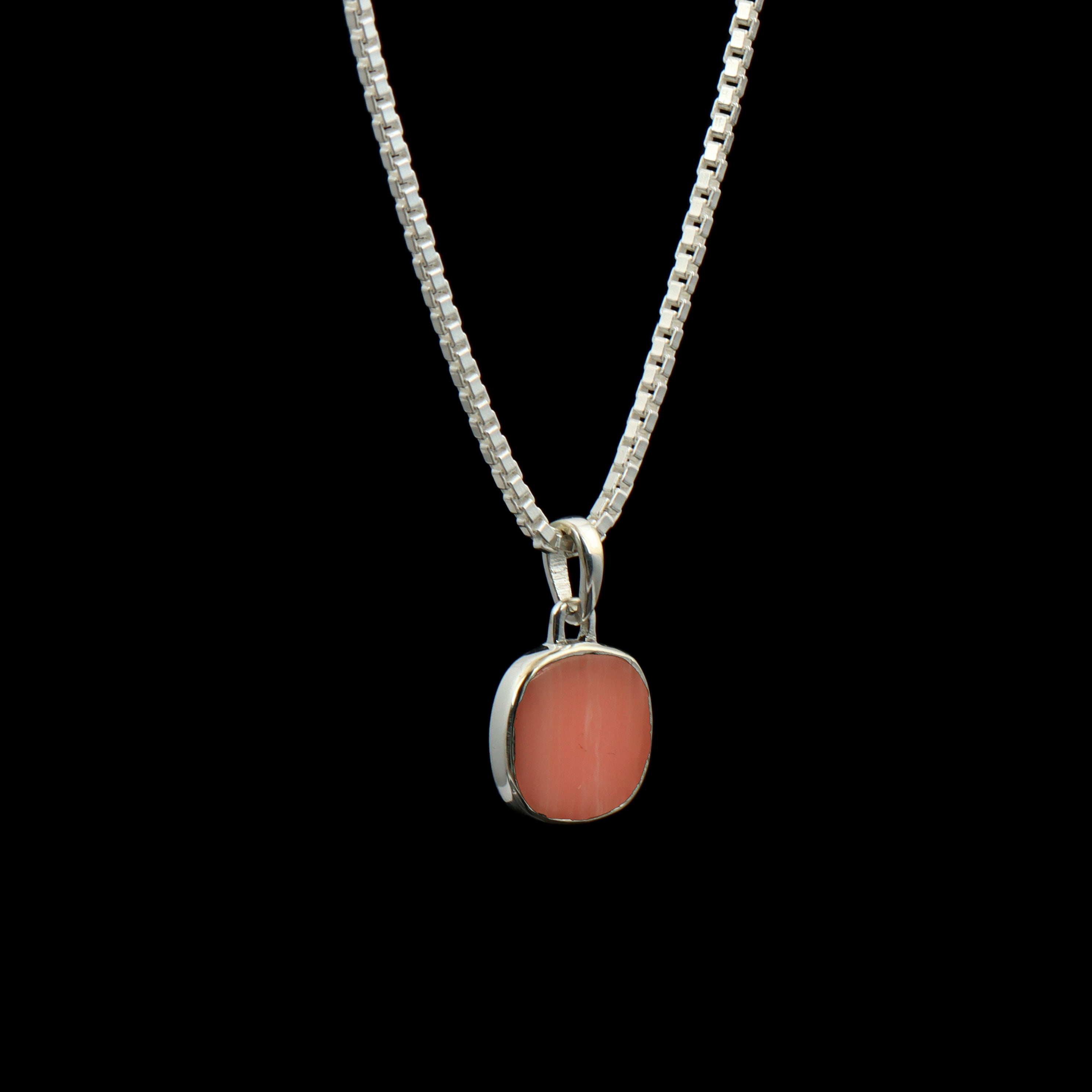 Rhodochrosite Cushion Pendant – 925 Sterling Silver