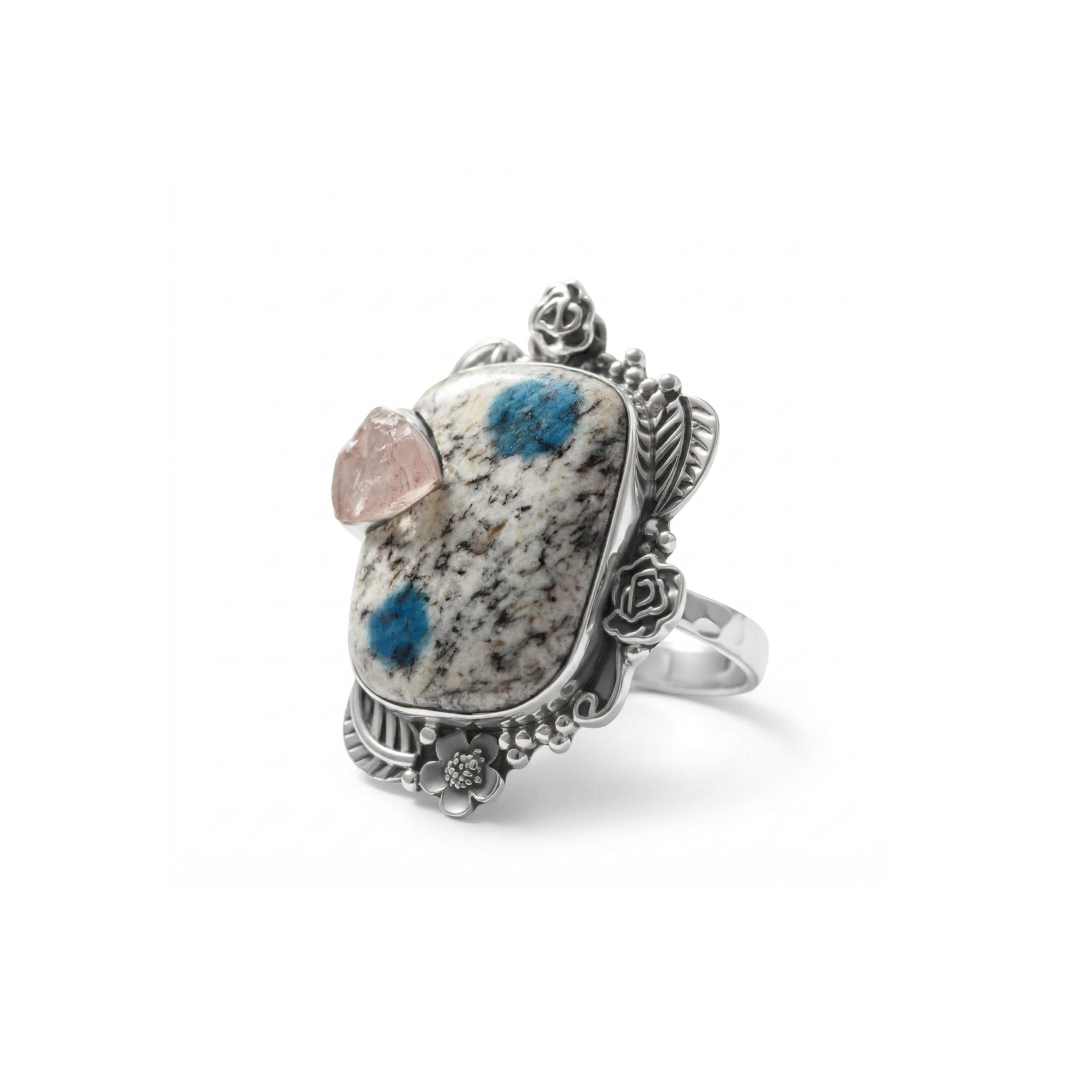 Celestial Bloom K2 Jasper Multi-Stone Statement Ring – 925 Sterling Silver