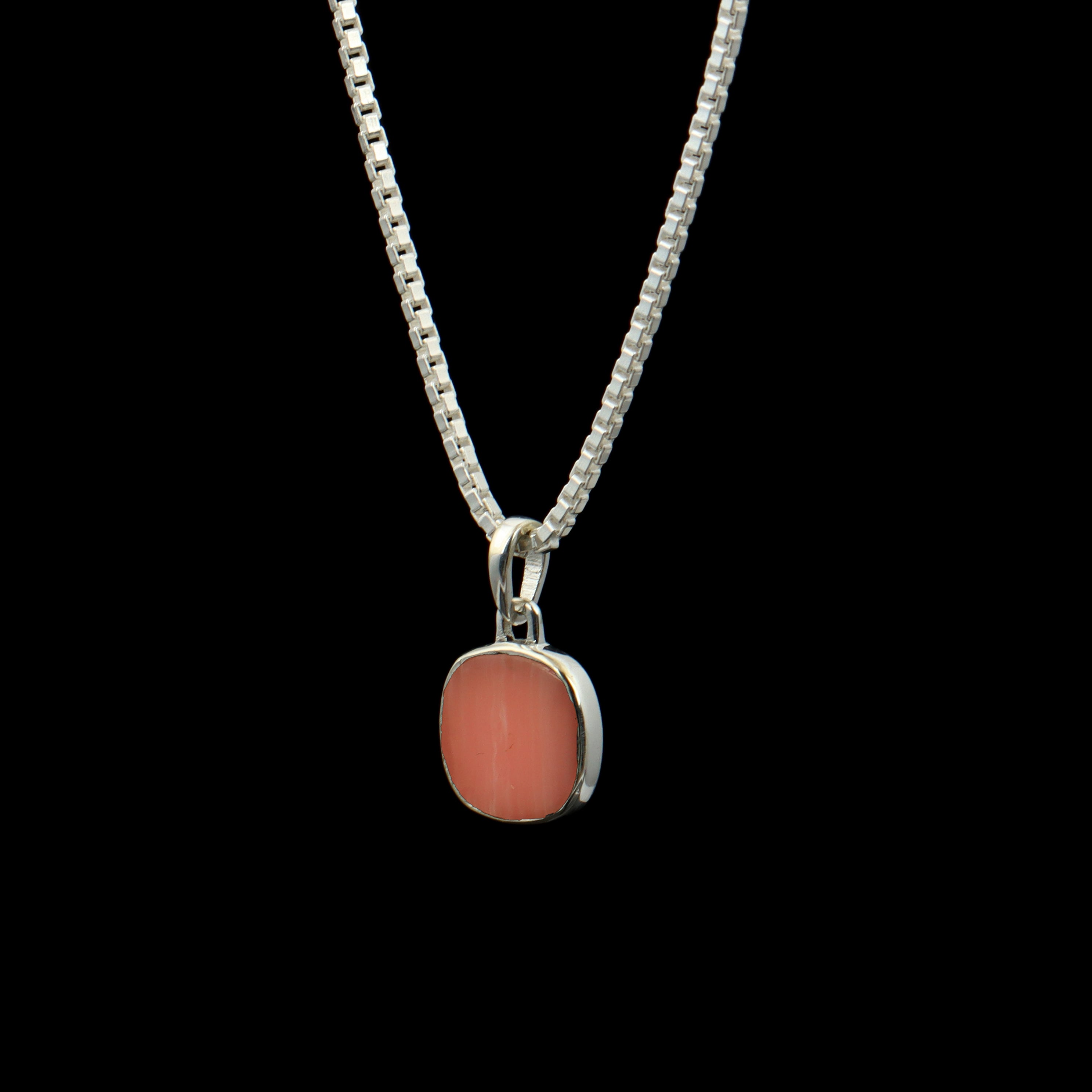 Rhodochrosite Cushion Pendant – 925 Sterling Silver