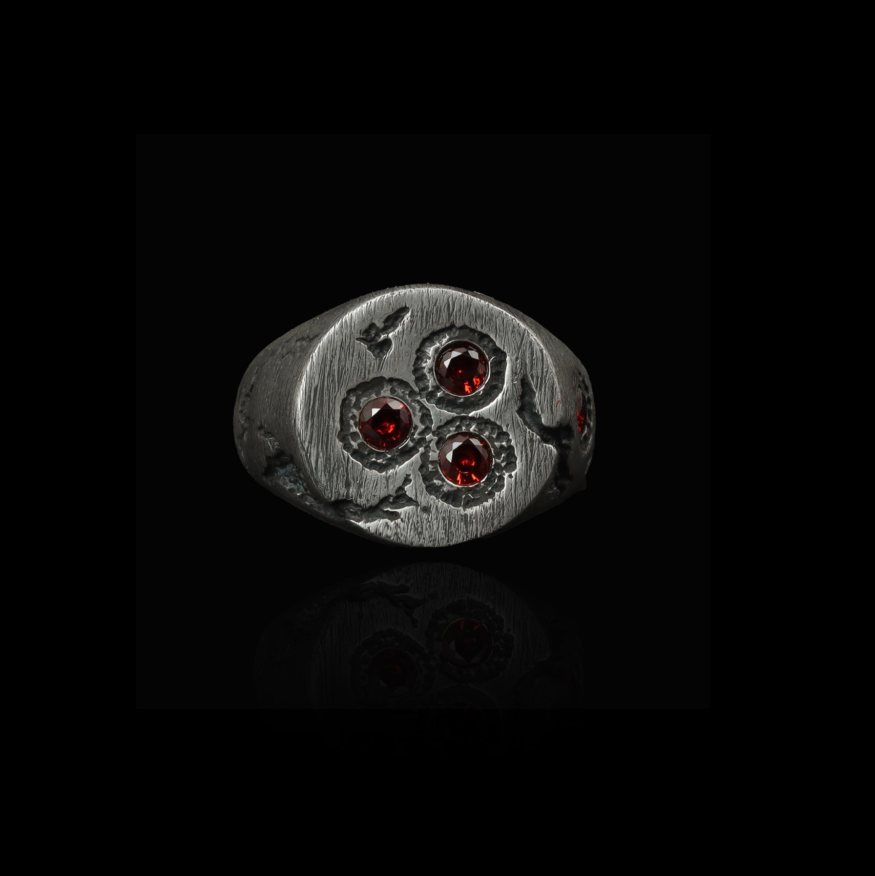 Handcrafted 925 Sterling Silver Red Garnet Ring | Luxury Statement Ring for Men | Oxidized Finish