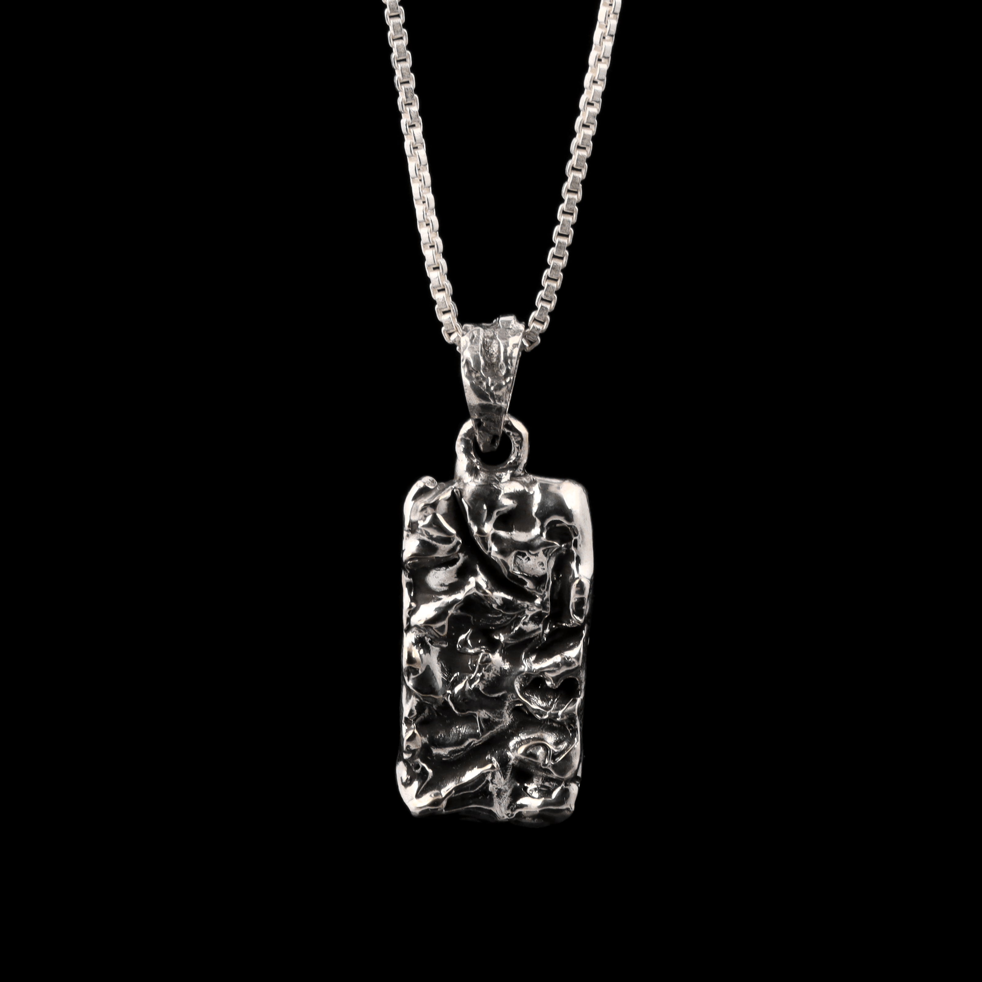 Abstract Sculpted Bar Pendant – 925 Sterling Silver