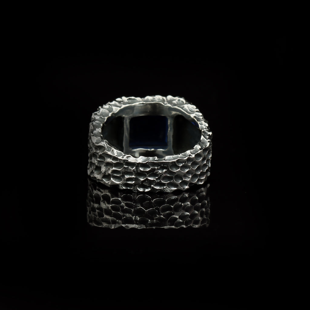 Azure Forge Blue Sapphire Ring – 925 Sterling Silver