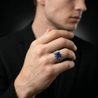 Azure Forge Blue Sapphire Ring – 925 Sterling Silver