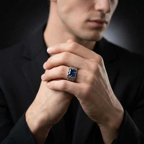 Azure Forge Blue Sapphire Ring – 925 Sterling Silver