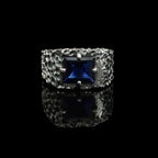 Azure Forge Blue Sapphire Ring – 925 Sterling Silver