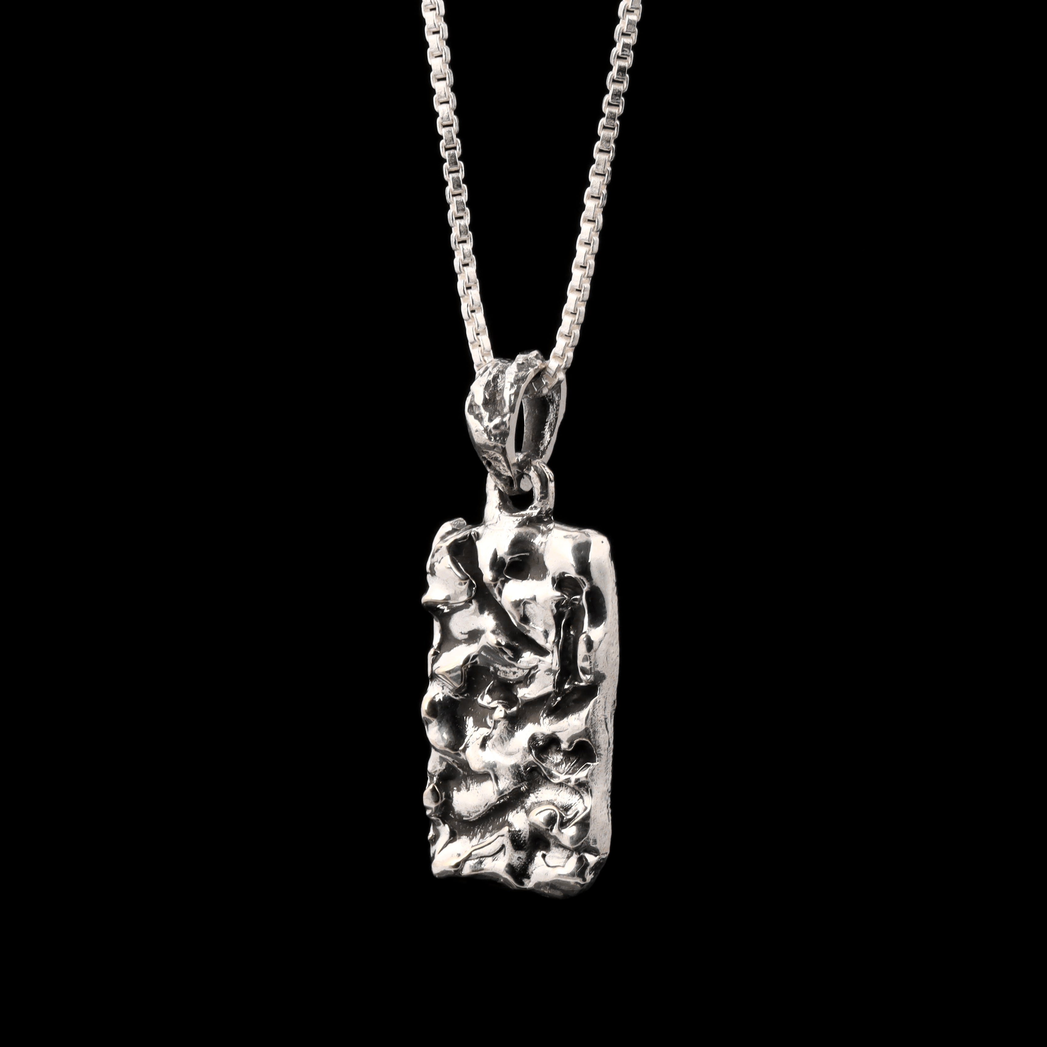 Abstract Sculpted Bar Pendant – 925 Sterling Silver