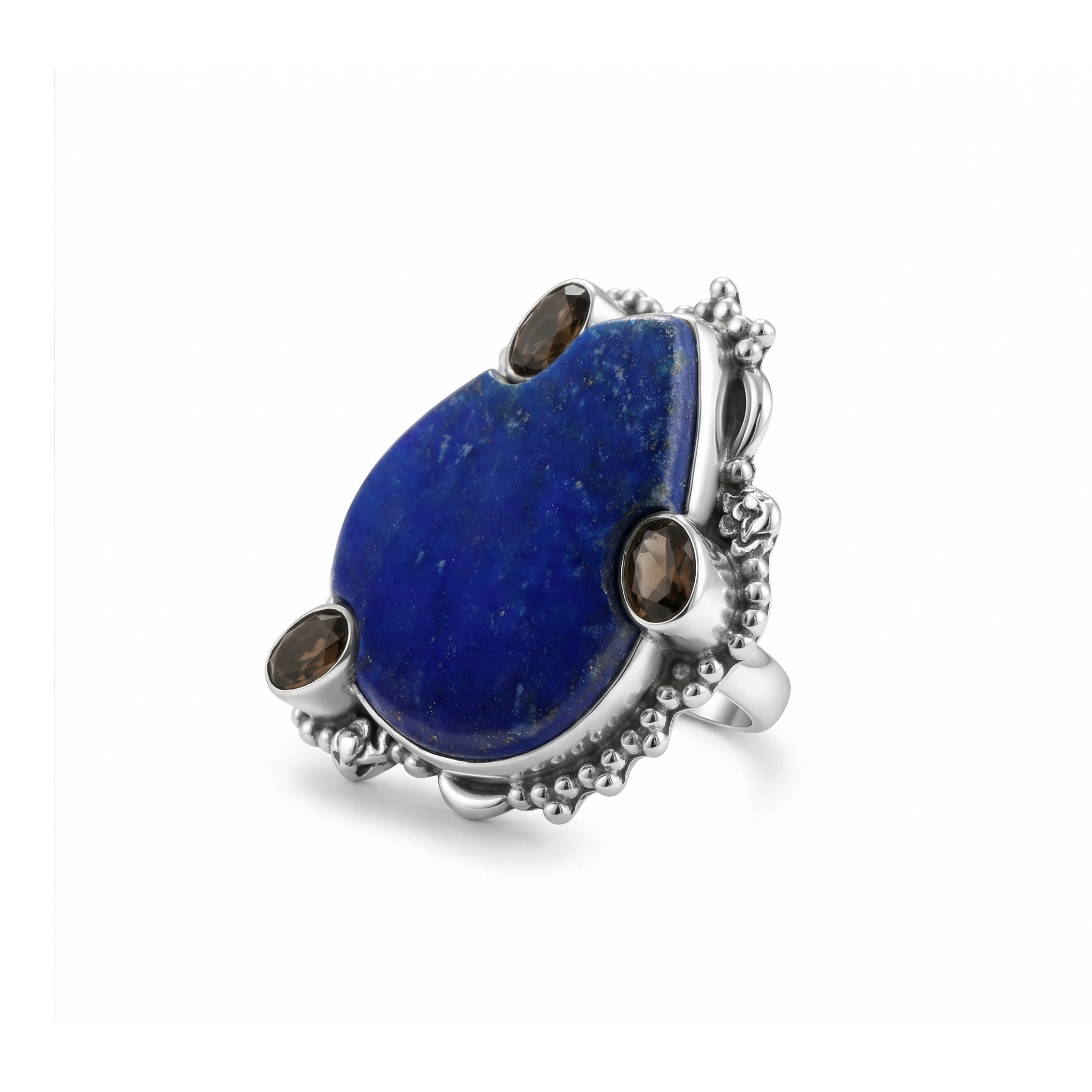 Midnight Dune Lapis Lazuli Multi-Stone Statement Ring – 925 Sterling Silver