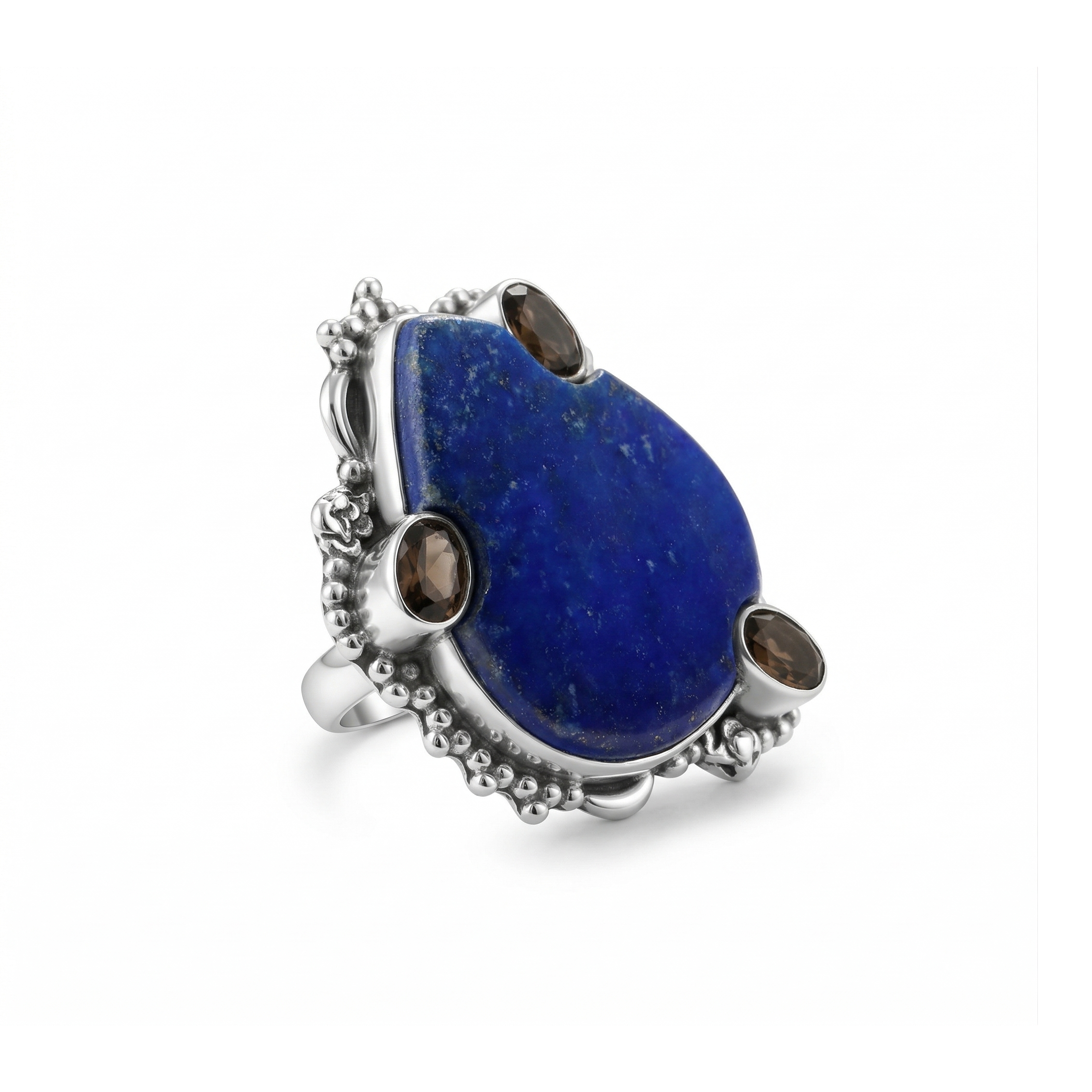 Midnight Dune Lapis Lazuli Multi-Stone Statement Ring – 925 Sterling Silver