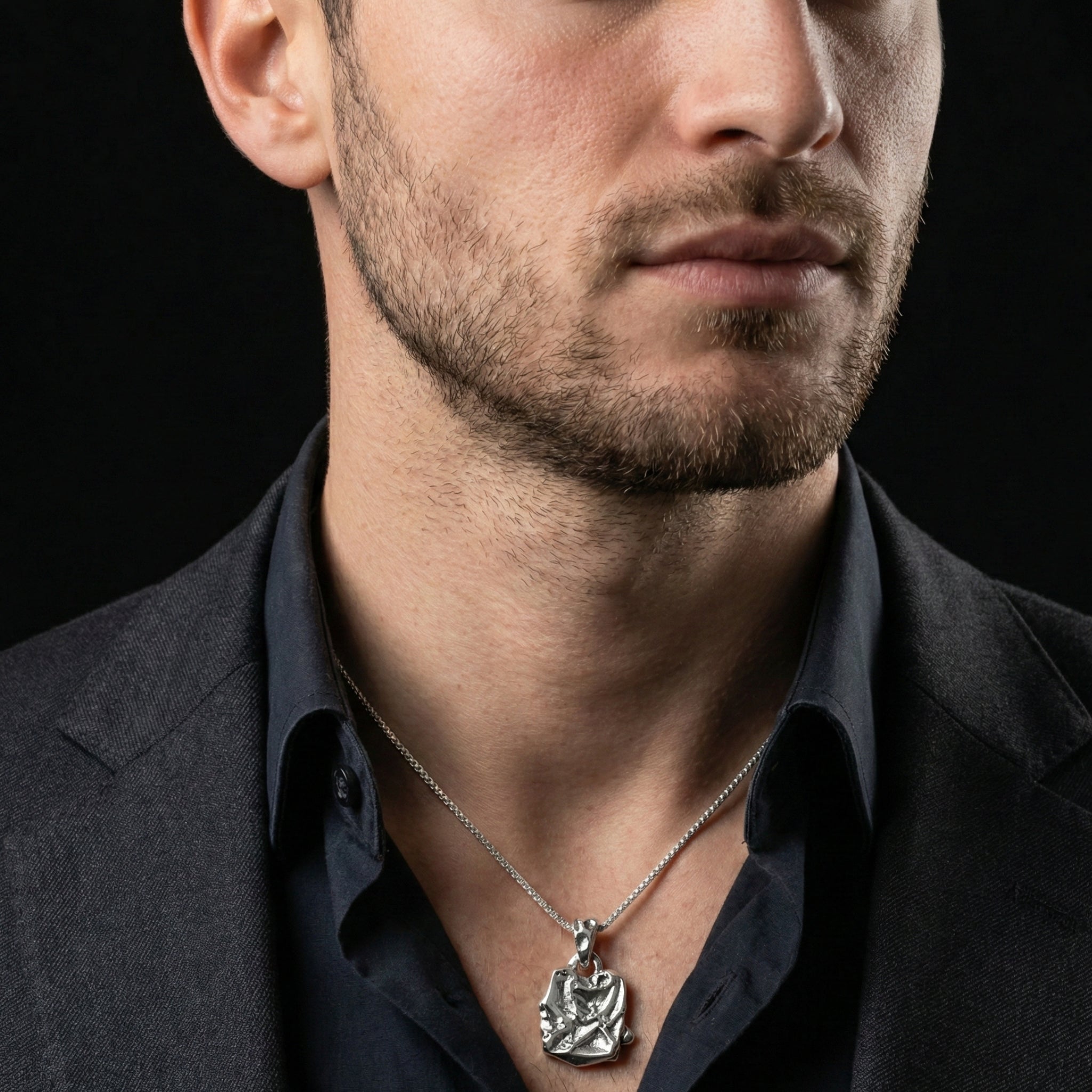 Abstract Sculpted Square Pendant – 925 Sterling Silver