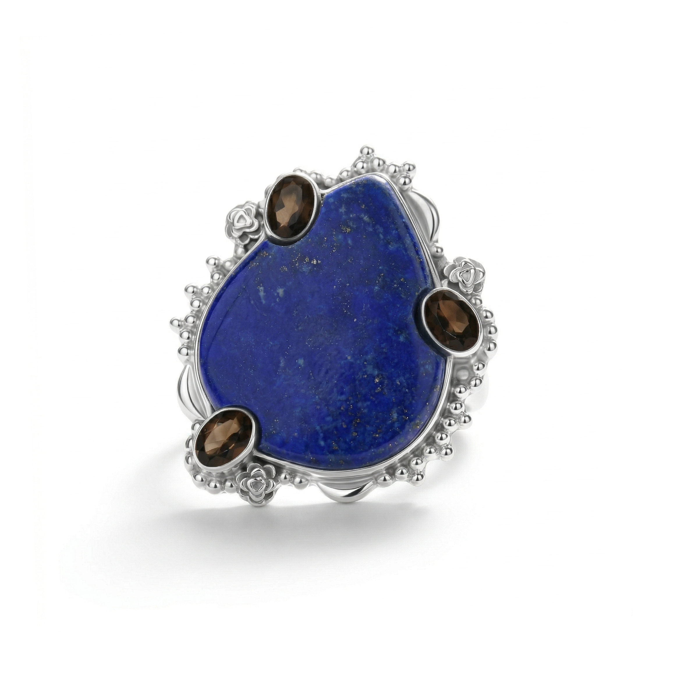Midnight Dune Lapis Lazuli Multi-Stone Statement Ring – 925 Sterling Silver