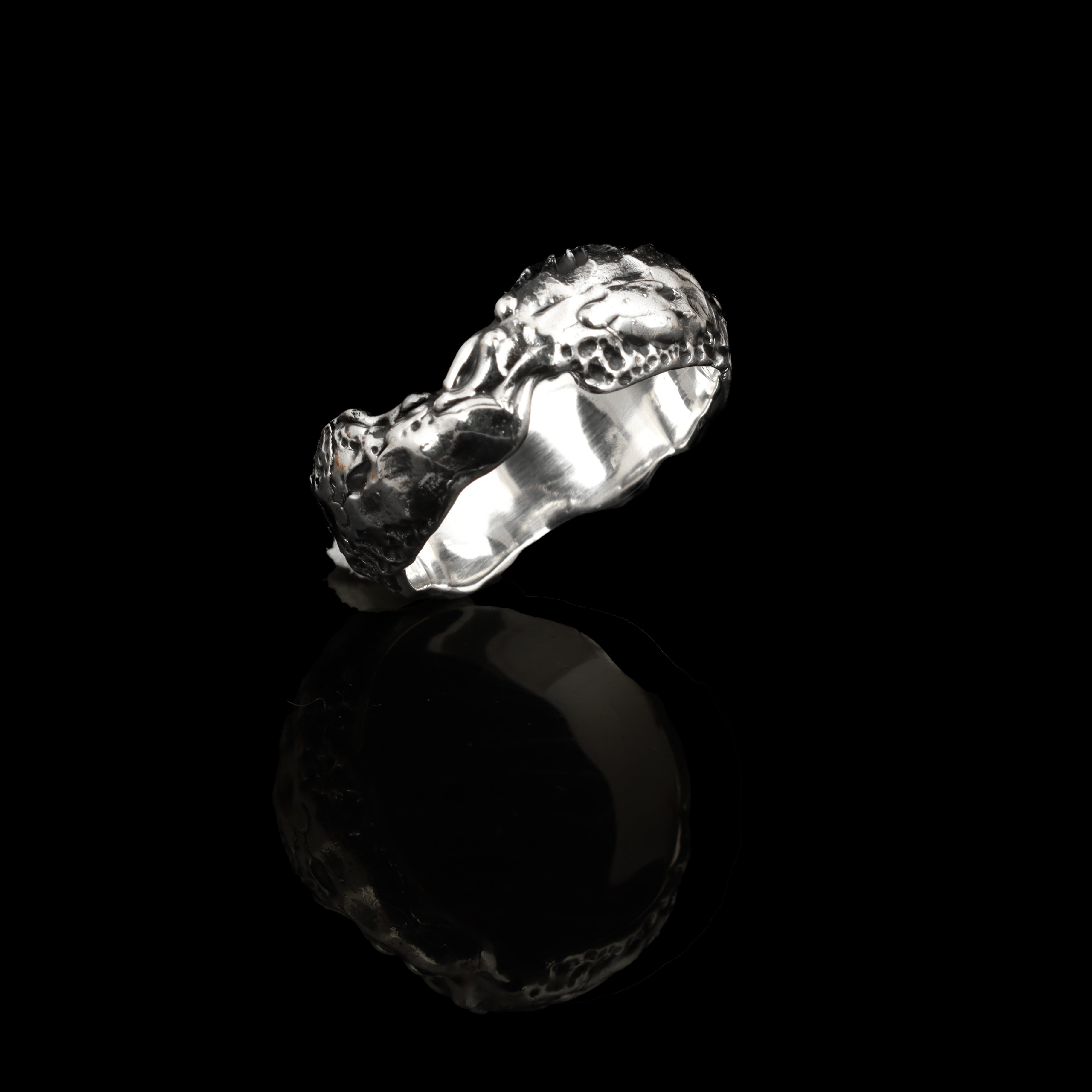 Aetherion Lunar Ridge Band – 925 Sterling Silver