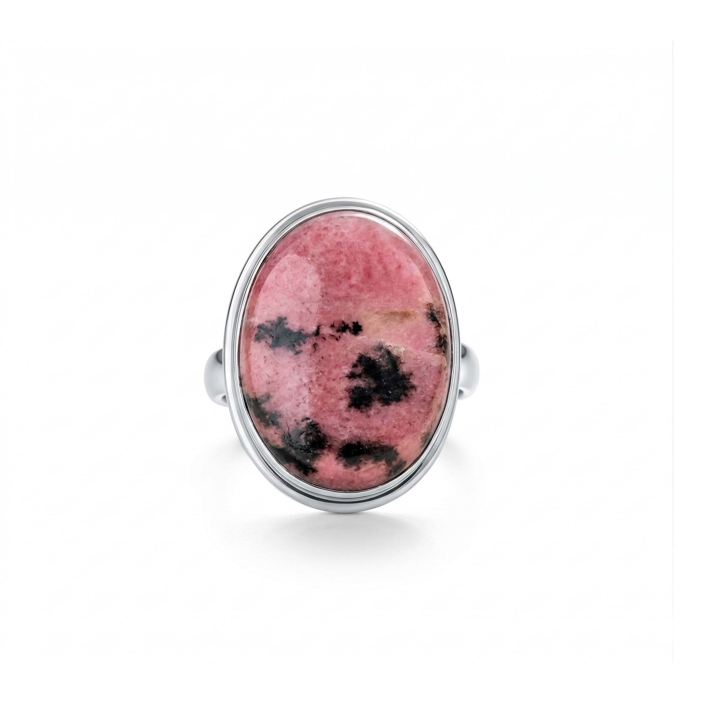 Blush Stone Rhodonite Statement Ring – 925 Sterling Silver