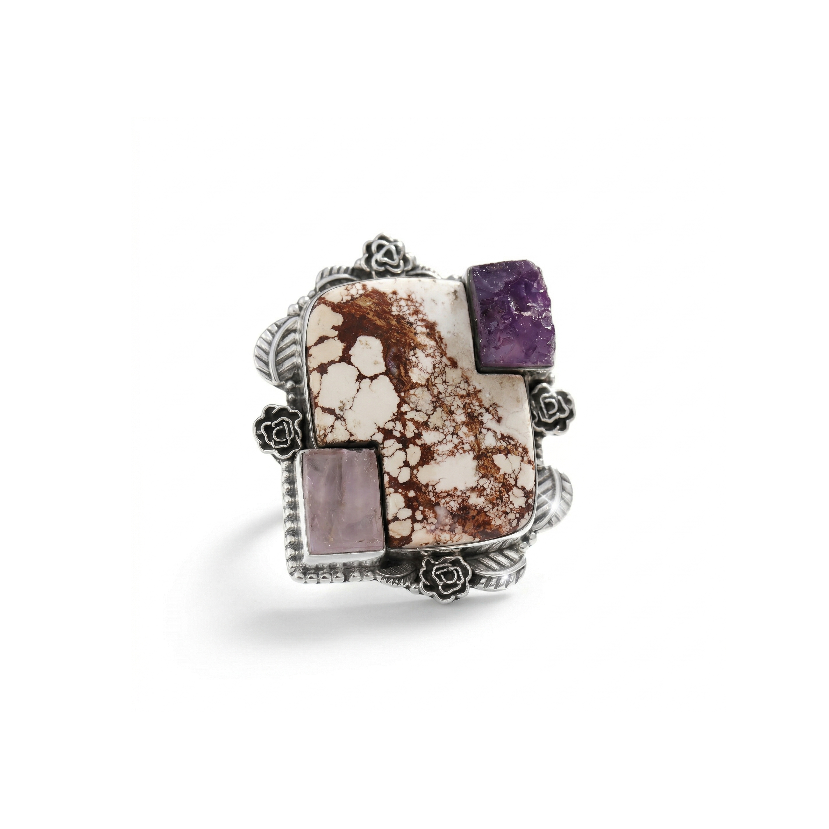 Desert Muse White Buffalo Multi-Stone Statement Ring – 925 Sterling Silver