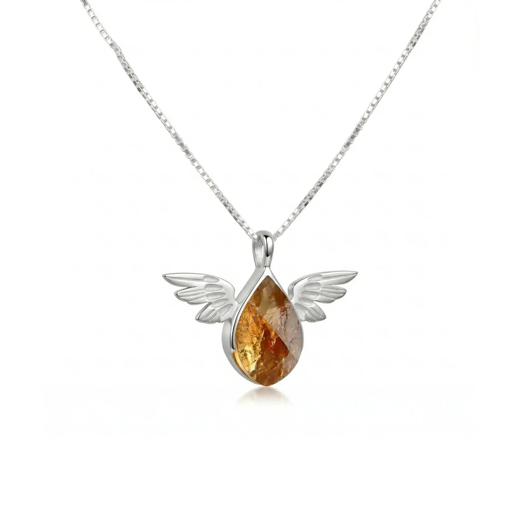 Golden Wing Citrine Pendant – 925 Sterling Silver
