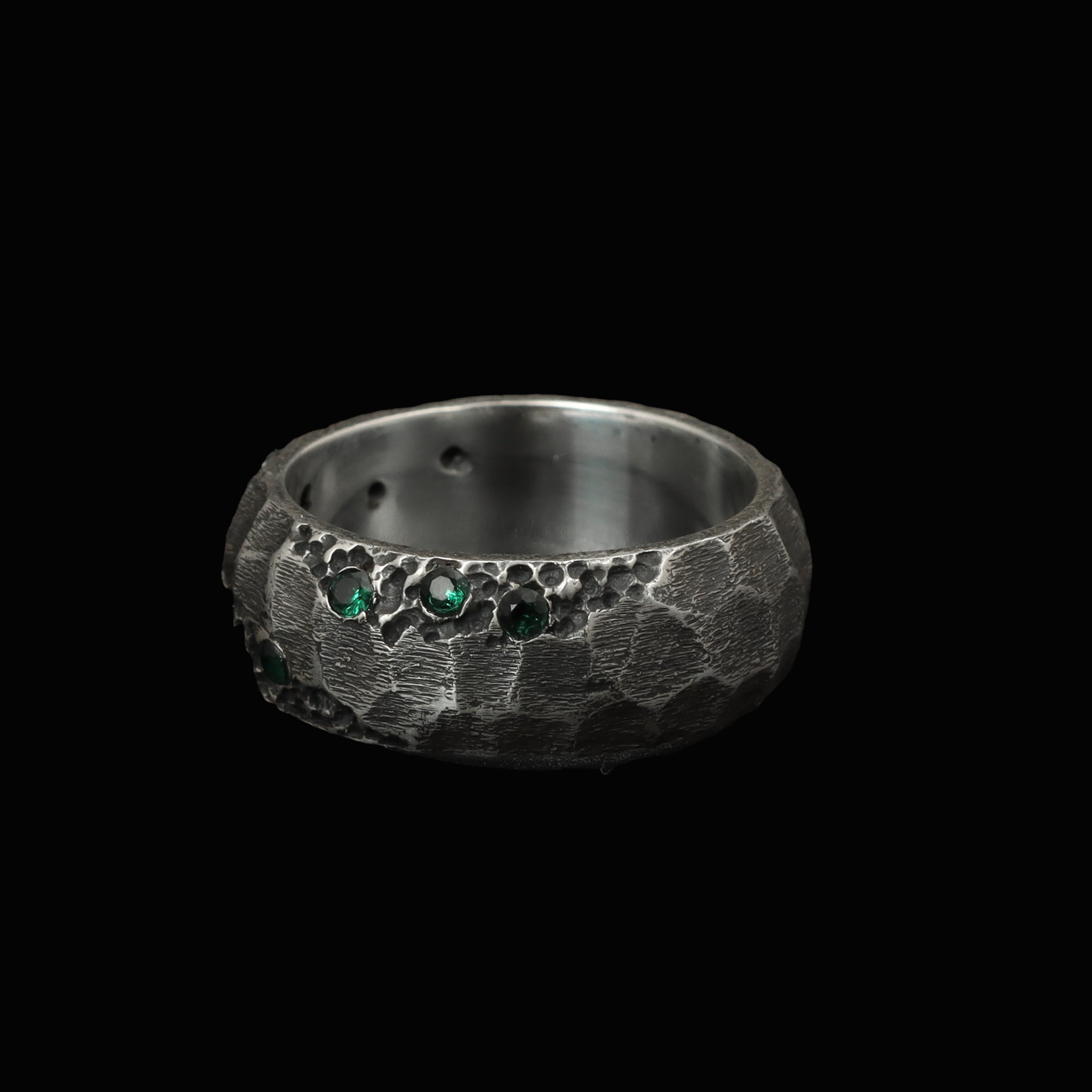 Handcrafted 925 Sterling Silver Green Emerald Ring | Luxury Statement Ring for Men | Oxidized Finish