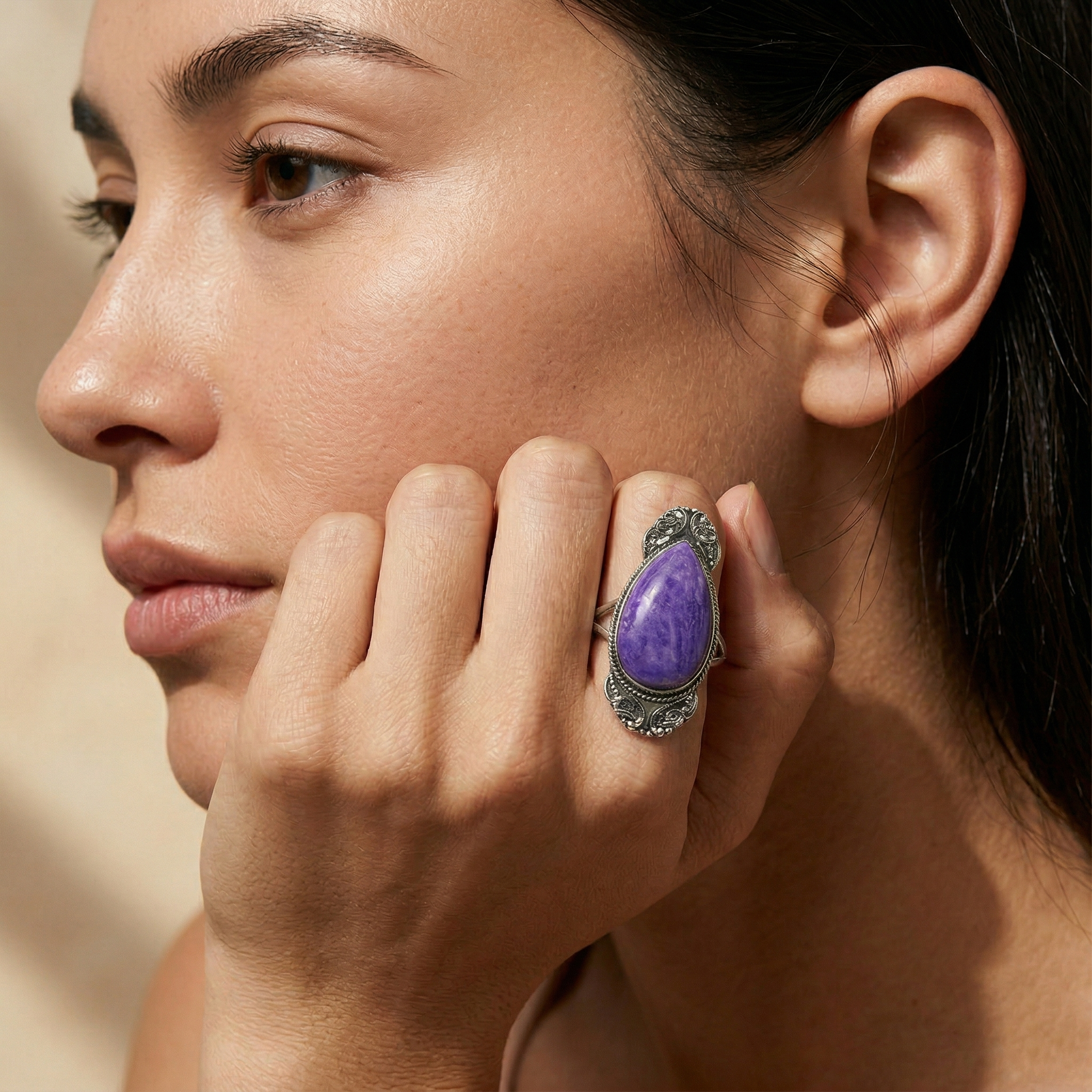 Royal Veil Blue Lace Agate Statement Ring – 925 Sterling Silver