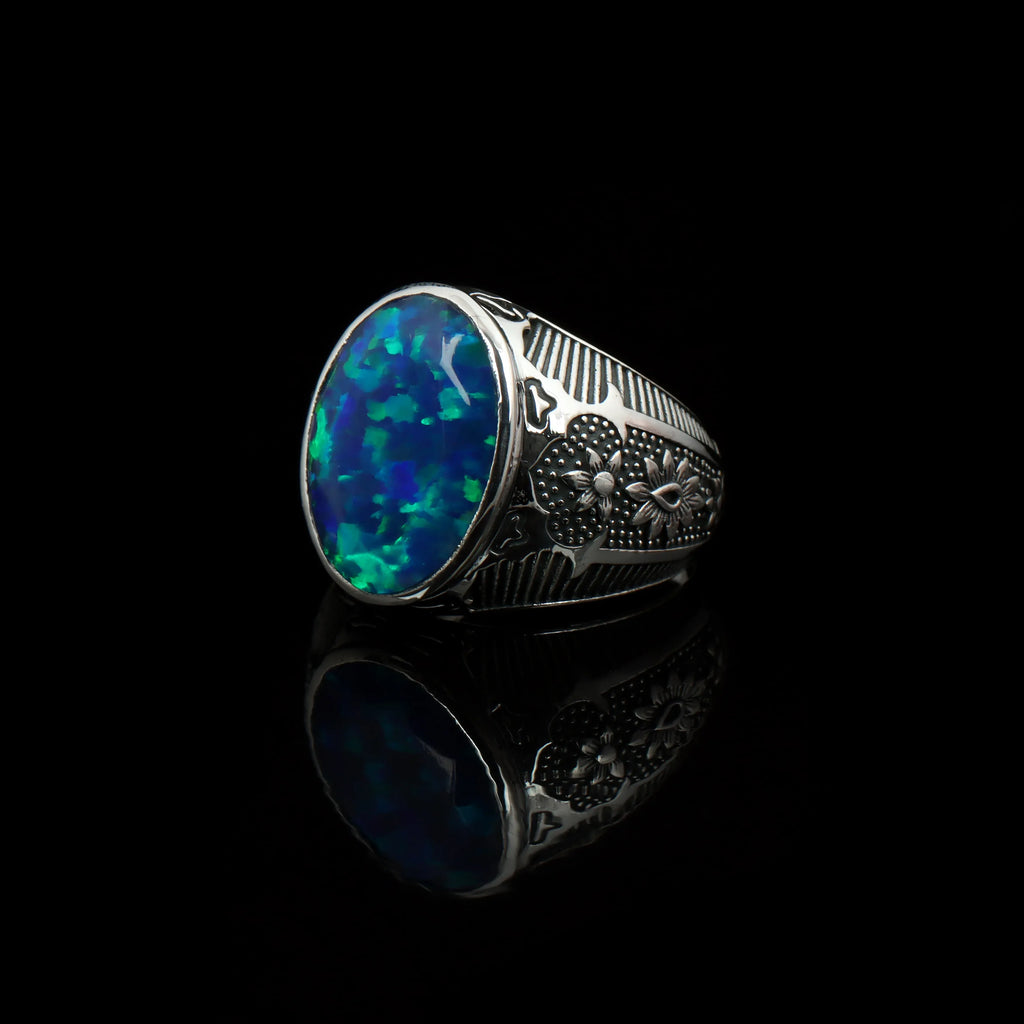 Ocean Crest Opal Ring – 925 Sterling Silver