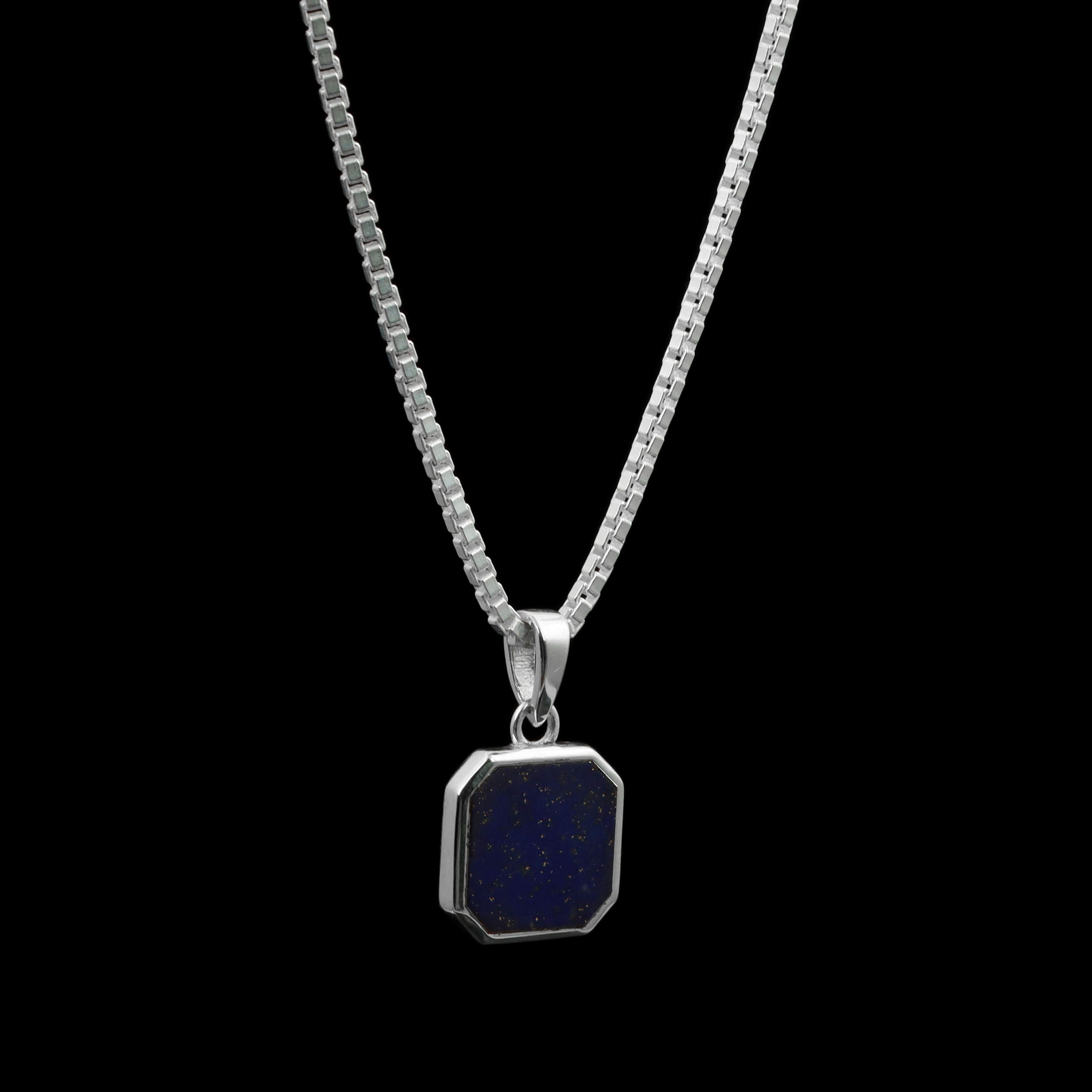 Lapis Lazuli Octagon Pendant – 925 Sterling Silver