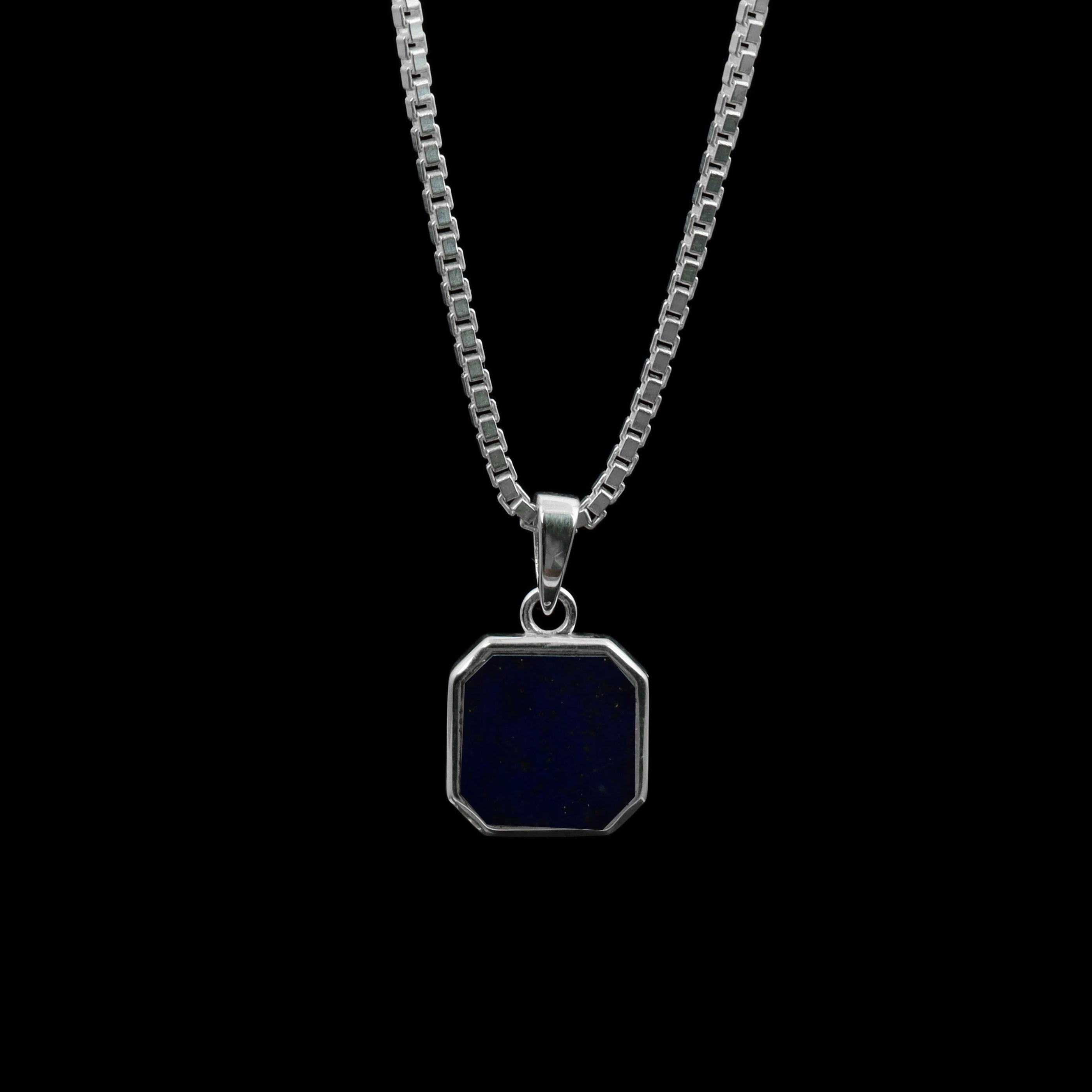 Lapis Lazuli Octagon Pendant – 925 Sterling Silver