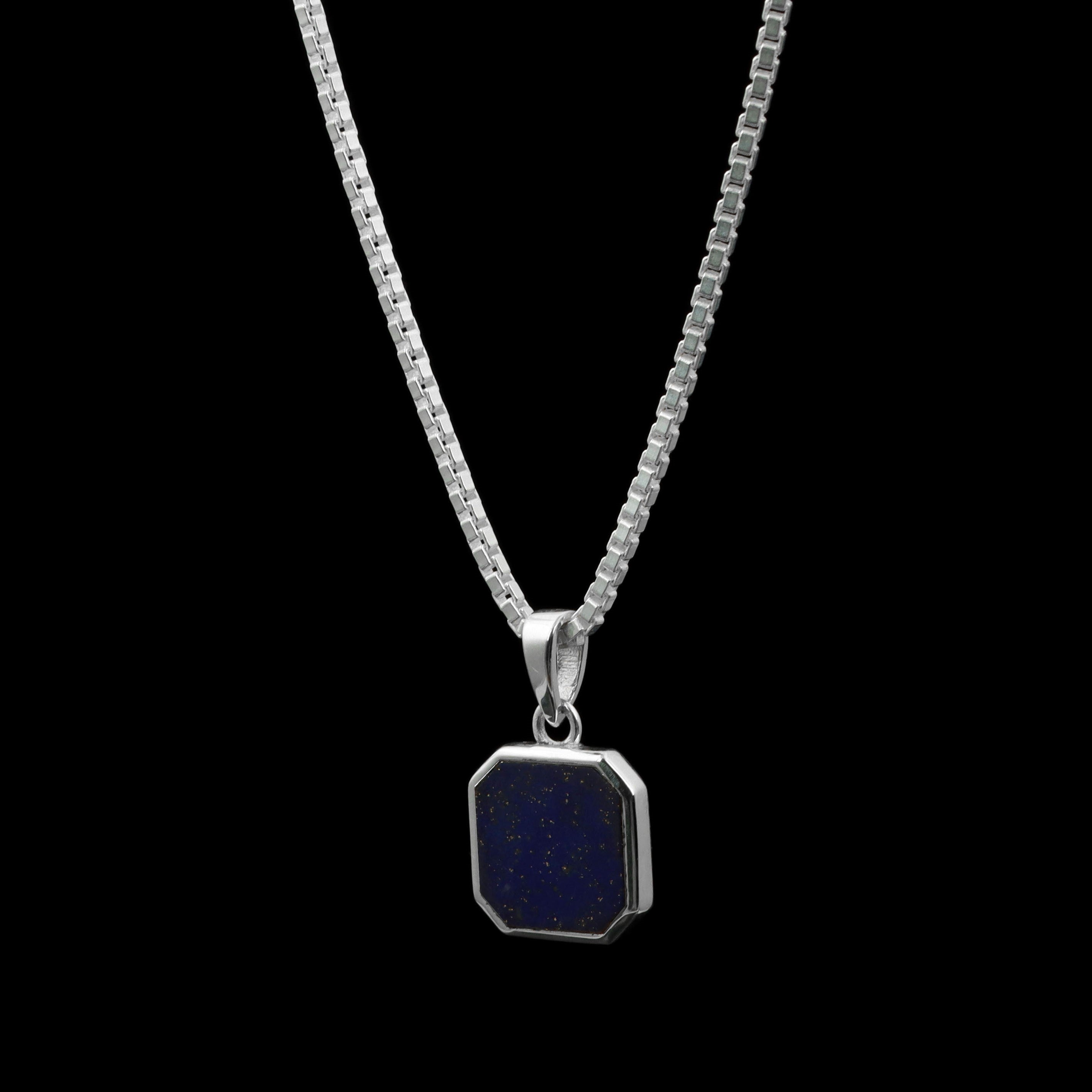 Lapis Lazuli Octagon Pendant – 925 Sterling Silver