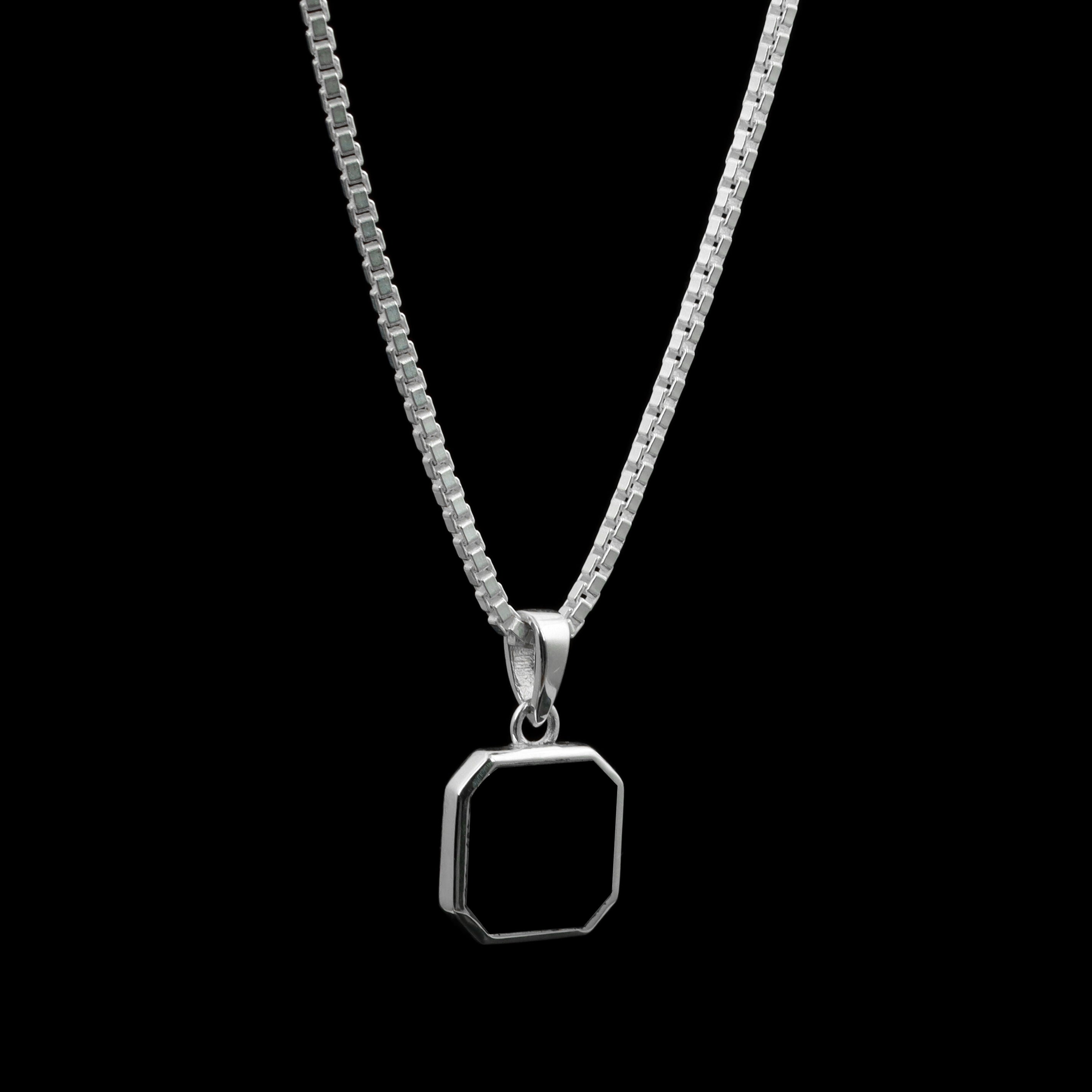 Black Onyx Octagon Pendant – 925 Sterling Silver