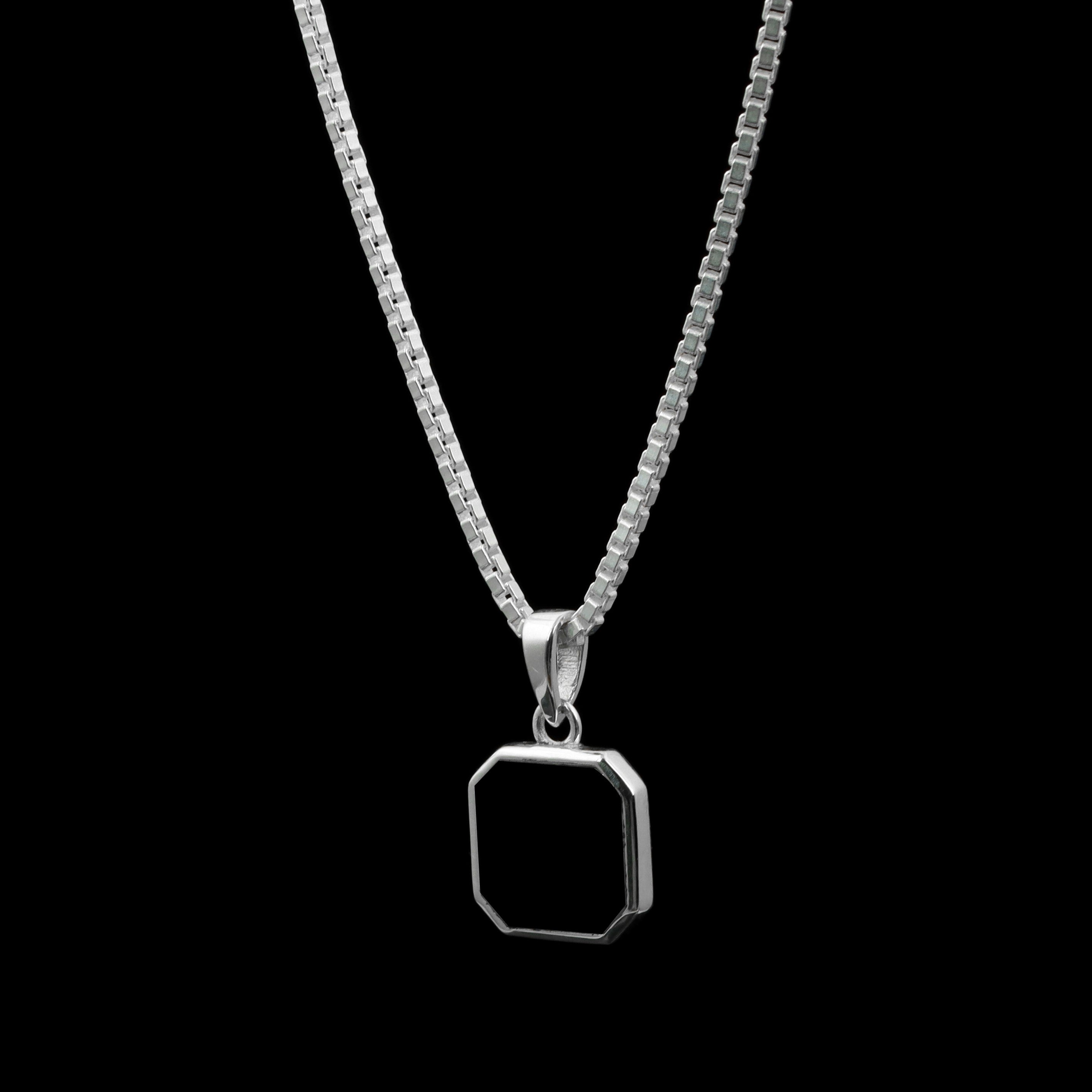 Black Onyx Octagon Pendant – 925 Sterling Silver