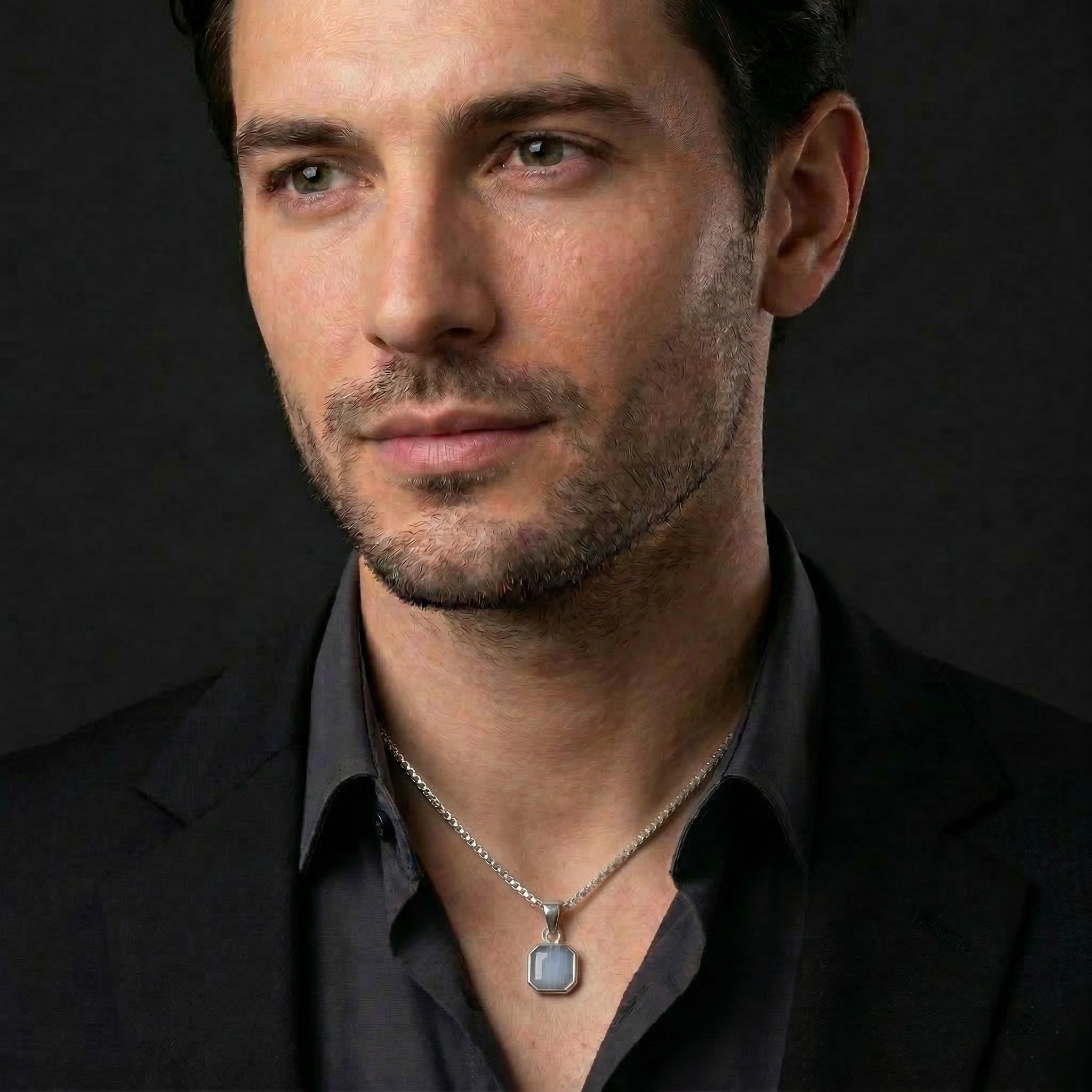 Moss Agate Octagon Pendant – 925 Sterling Silver